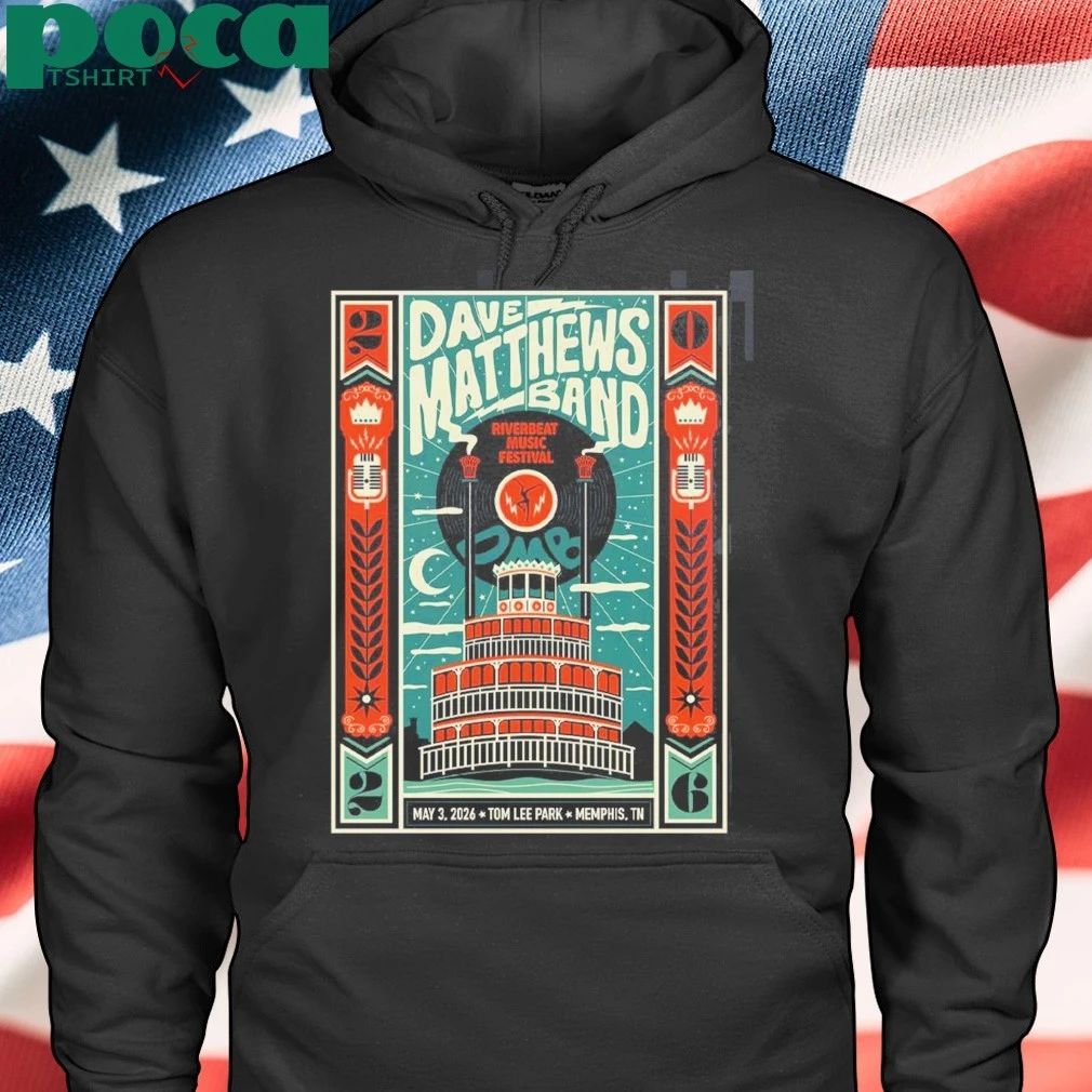 Dave Matthews Band Riverbeat Music Festival 2026 Gig Poster In Memphis Tennessee At Tom Lee Park On May 3 2026 T-Shirt