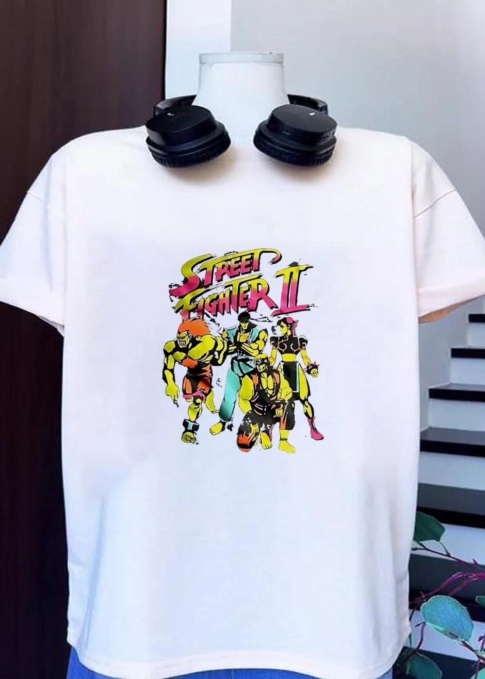 Street Fighter II Blanka Ryu Chun-Li Ken Characters Retro Arcade Game T-Shirt