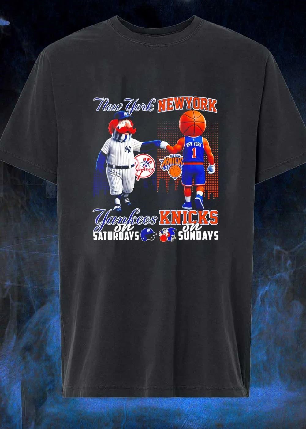 New York Yankees Saturday Knicks Sunday Mascot Player Graphic Design shirt