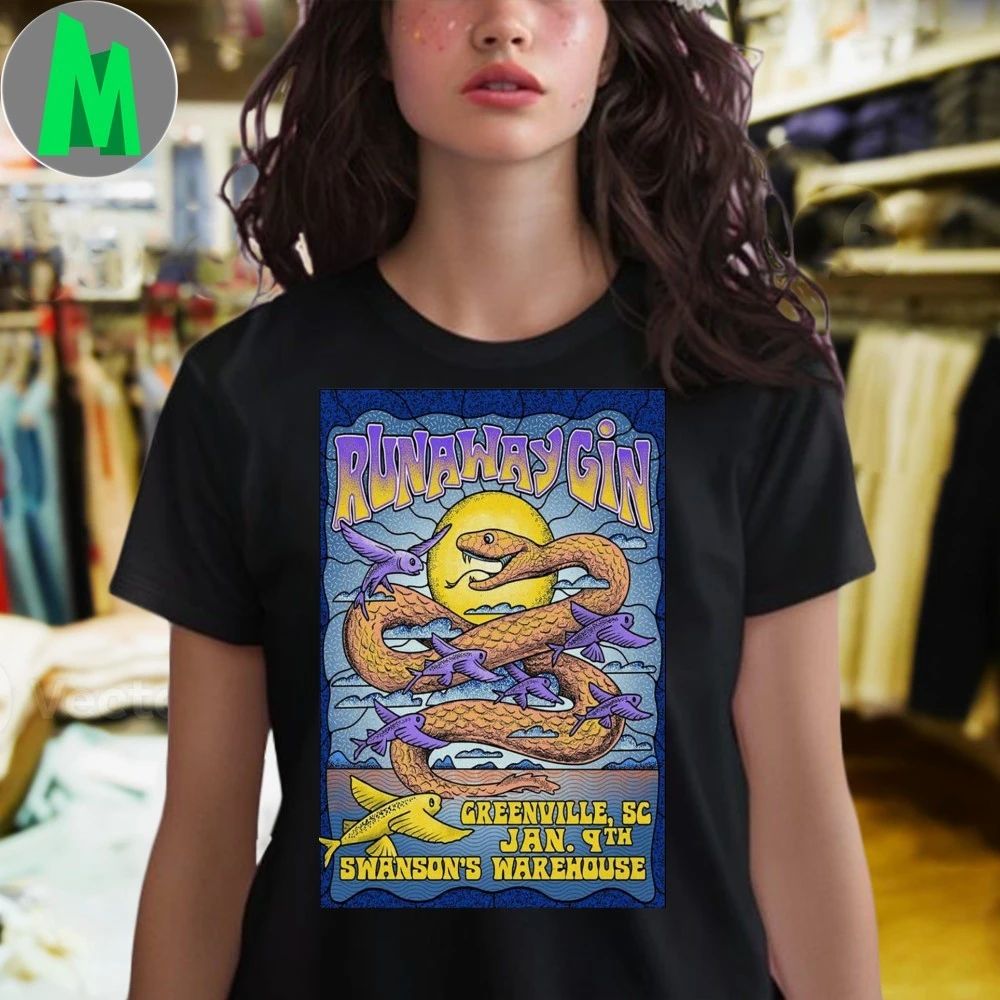 Original Runaway Gin Tour Greenville Sc 2026 Poster T-Shirt