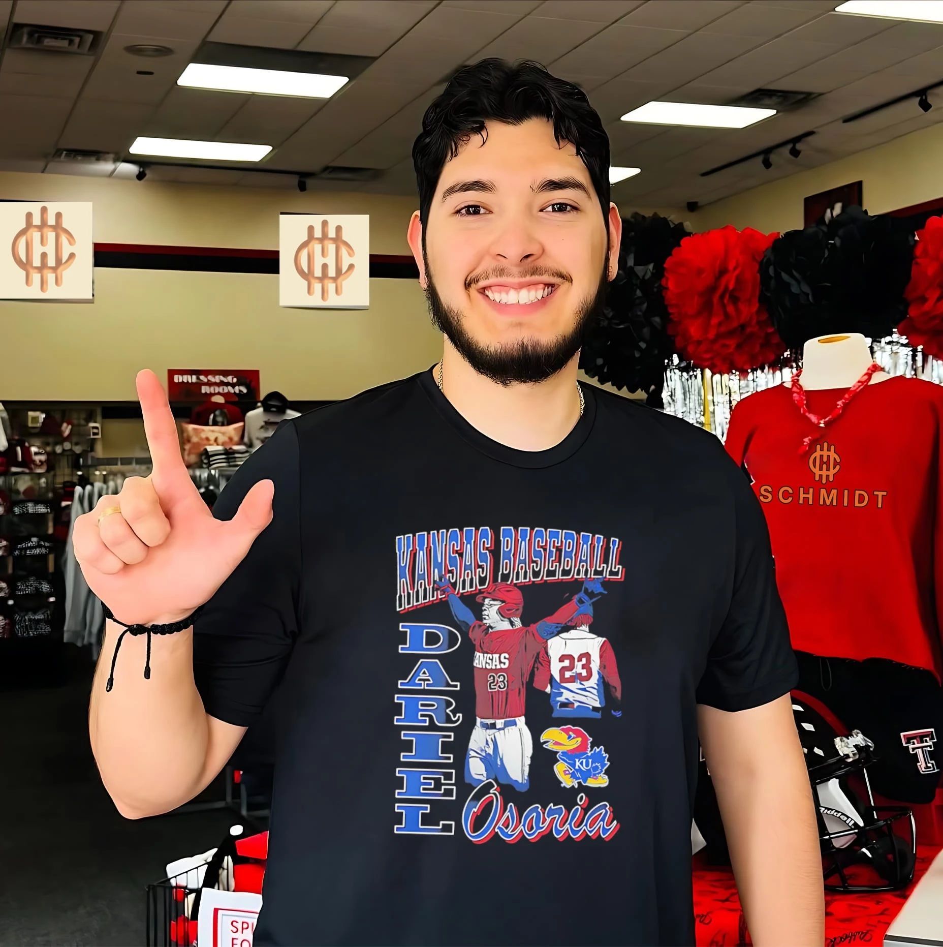 Kansas Baseball Dariel Osoria portrait vintage shirt