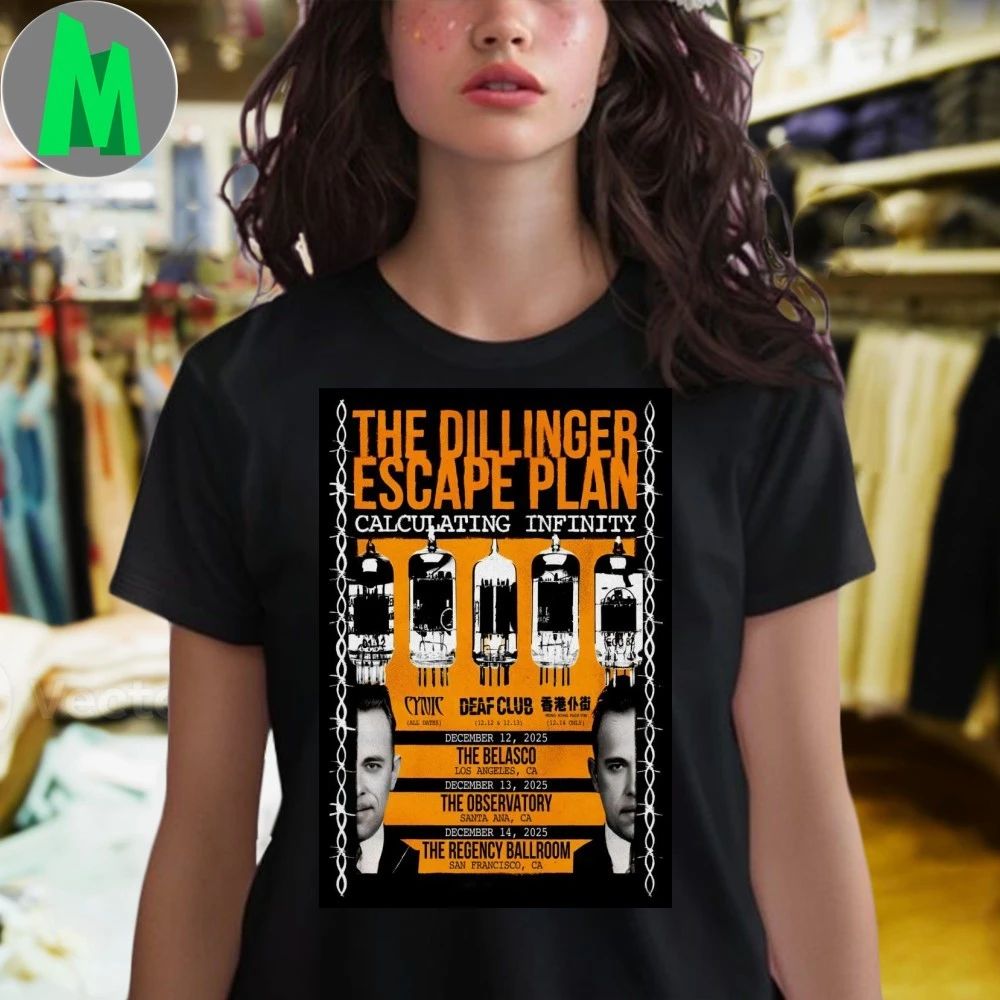 Original The Dillinger Escape Plan California 2025 Tour Poster Shirt