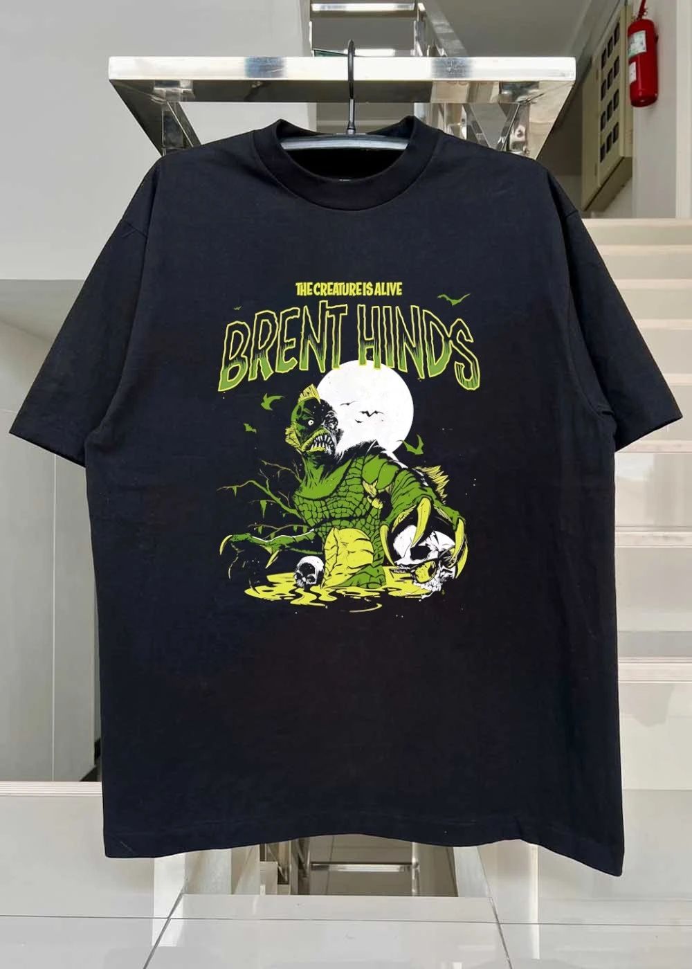 The Creature Is Alive Brent Hinds Swamp Monster Horror Skull T-Shirt