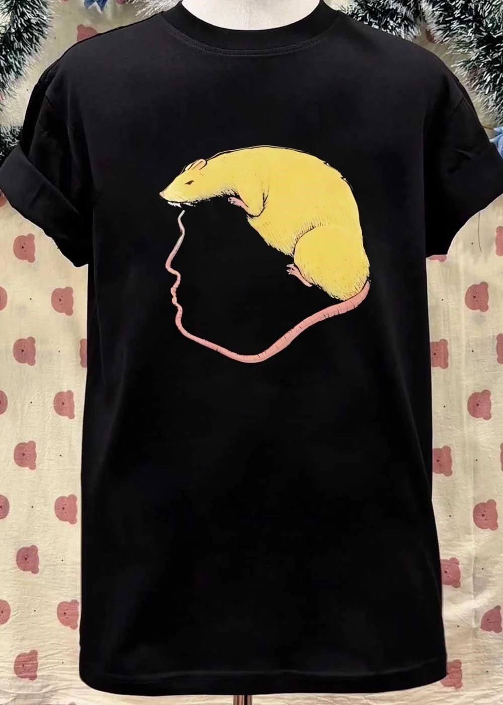 Yellow Rat Eating Tail Graphic shirt