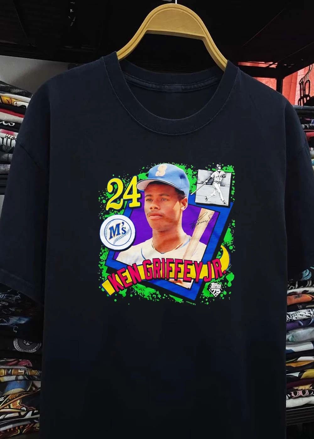 Ken Griffey Jr 24 Topps 75 Seattle Mariners baseball player shirt