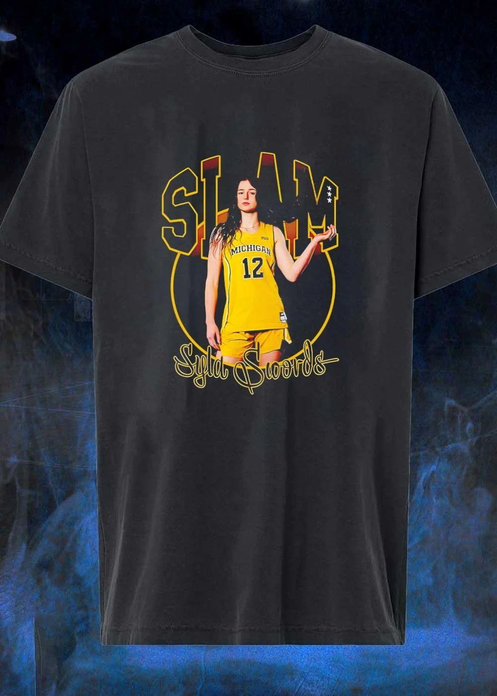 Slam Syla Swords Michigan Basketball Player Jersey Graphic T-Shirt