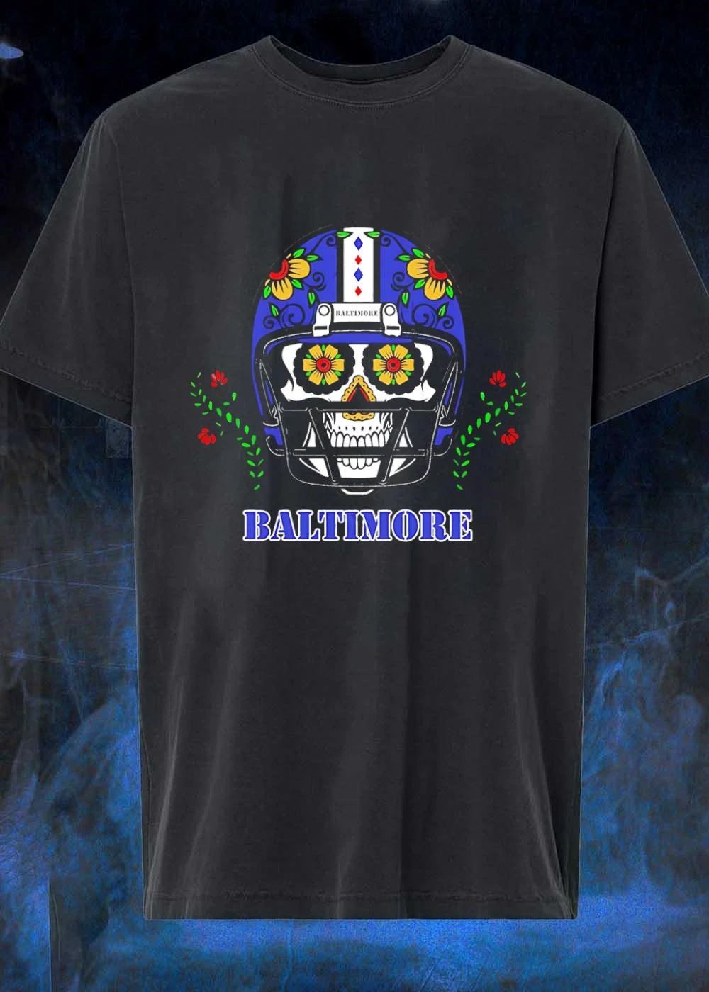 Sugar Skull Baltimore Football Helmet Baltimore T-Shirt