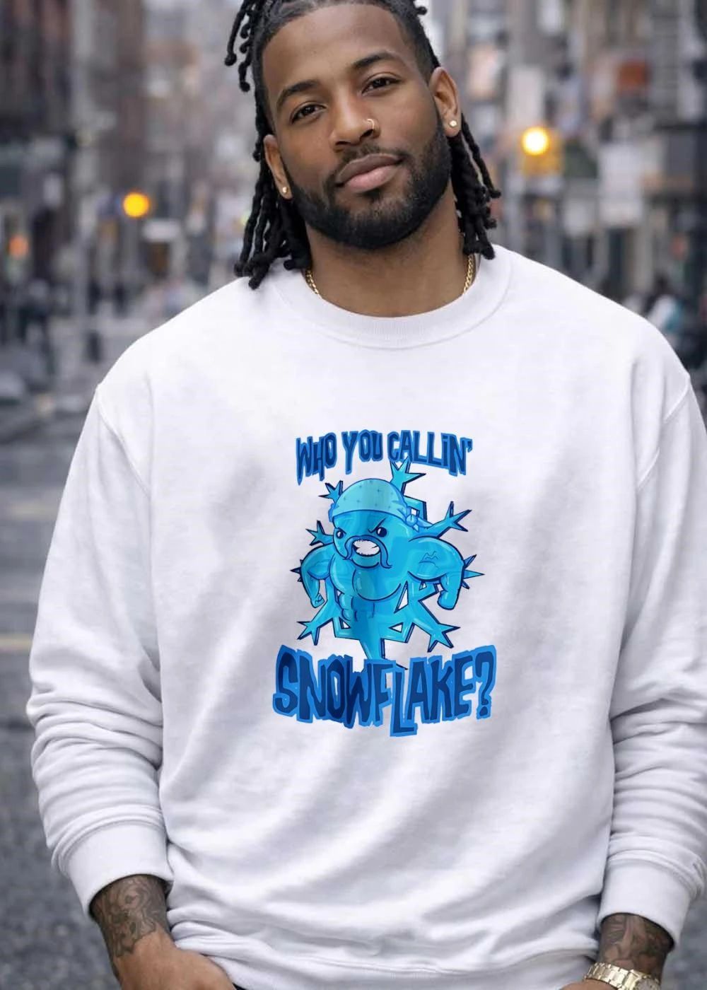 Angry Buff Frozen Ice Crystal Character Who You Callin Snowflake T-Shirt
