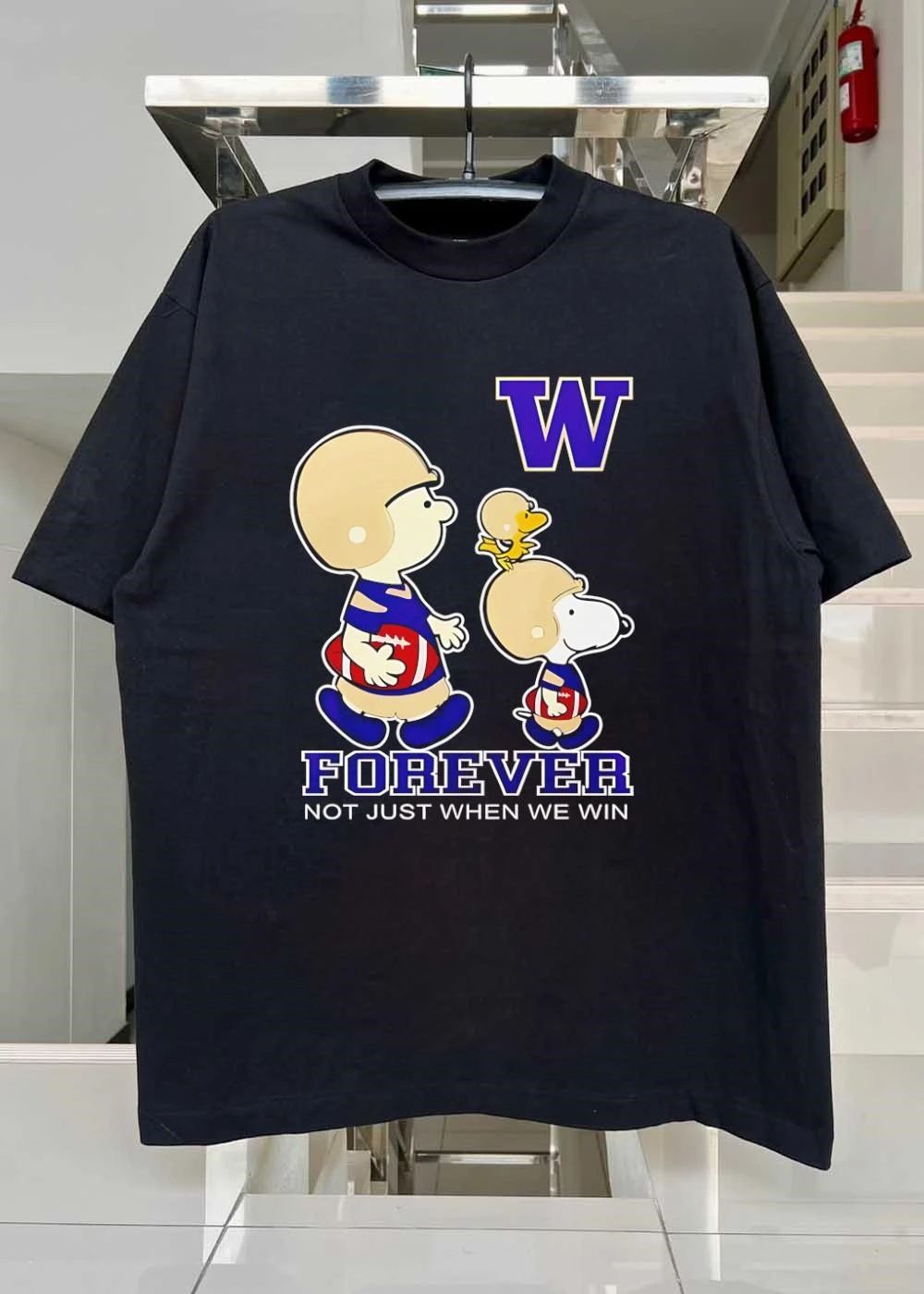 Peanuts Characters Football Players Forever Not Just When We Win Washington Huskies T-Shirt