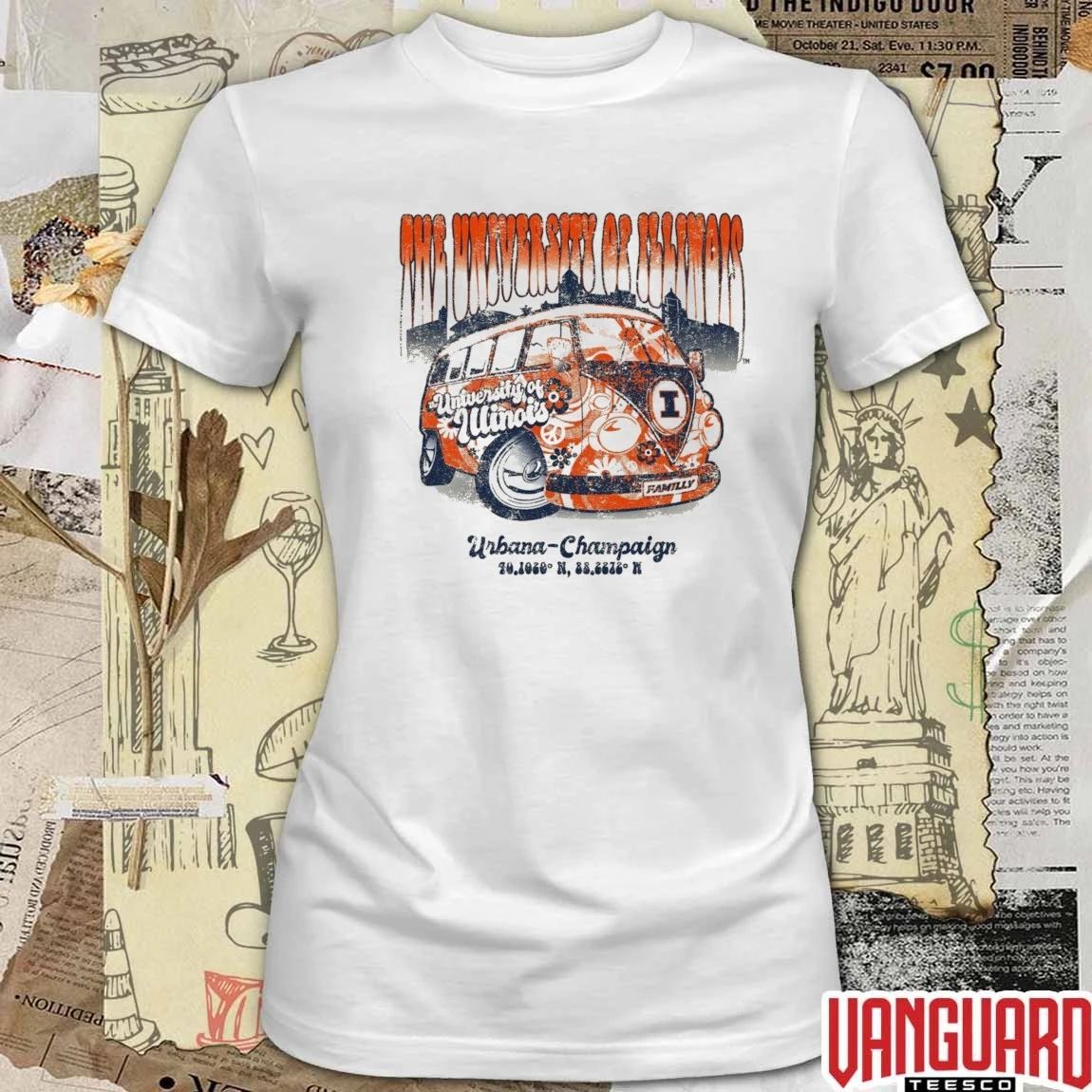 Illinois Fighting Illini Tan Flower Bus BOGO The University Of Illinois Urbana Champaign t-shirt
