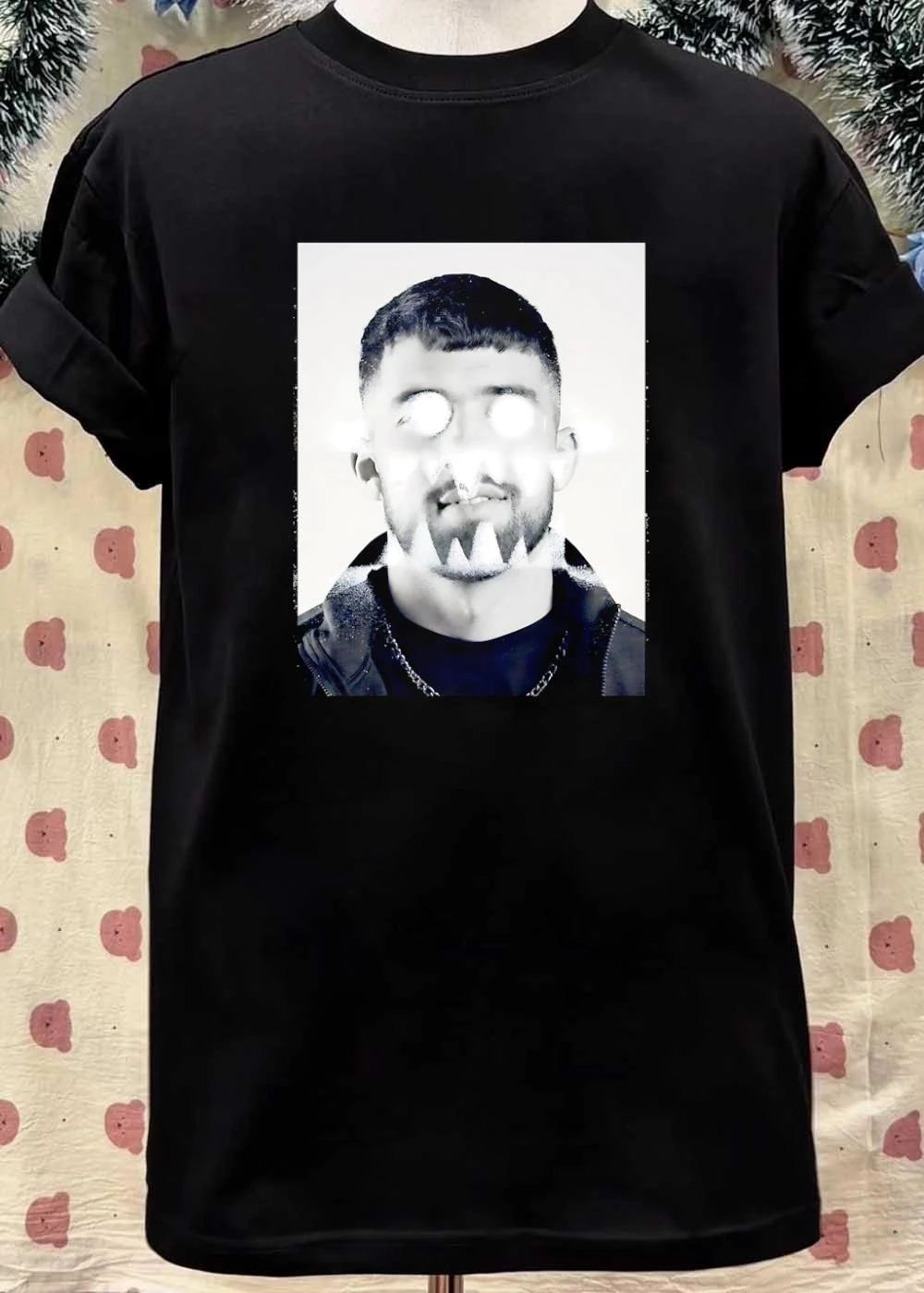 Portrait of Young Man with Glowing Eyes and Teeth Graphic T-Shirt