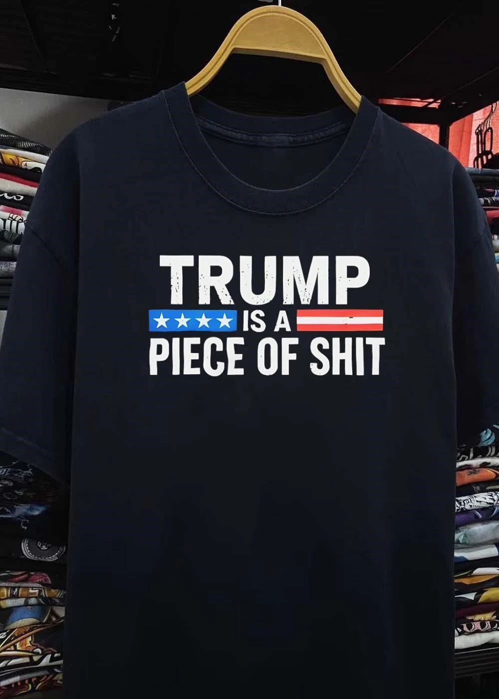 Trump Is A Piece Of Shit Blue Stars Red Stripe Shirt