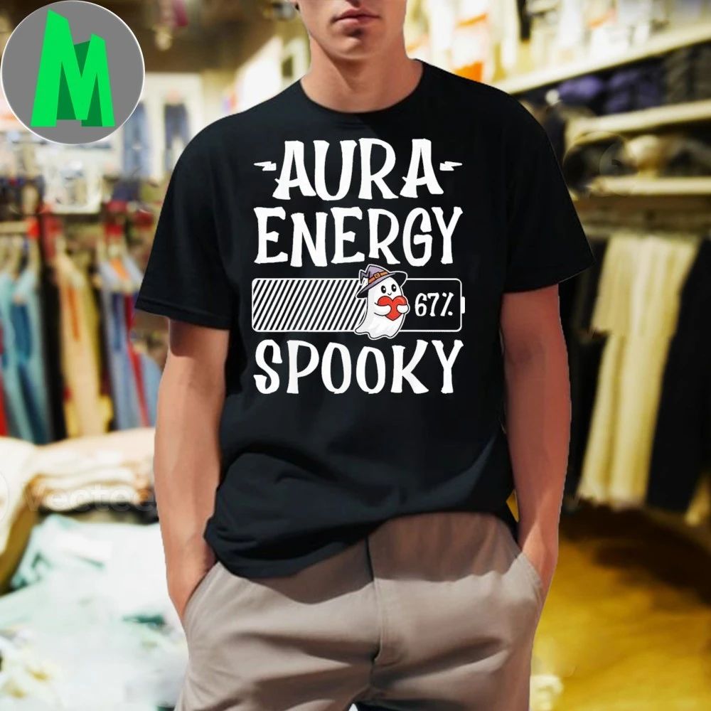 Funny Halloween Ghost Aura Energy 67 Spooky Gen Alpha Slang Shirt