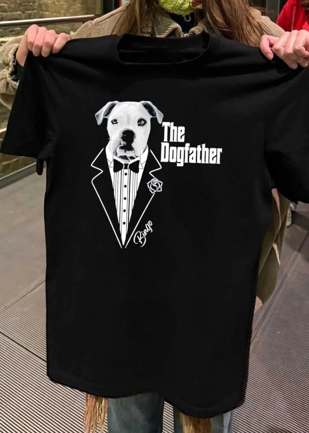 The Dogfather Bingo funny pet owner gift dog tuxedo bow tie rose Godfather movie shirt