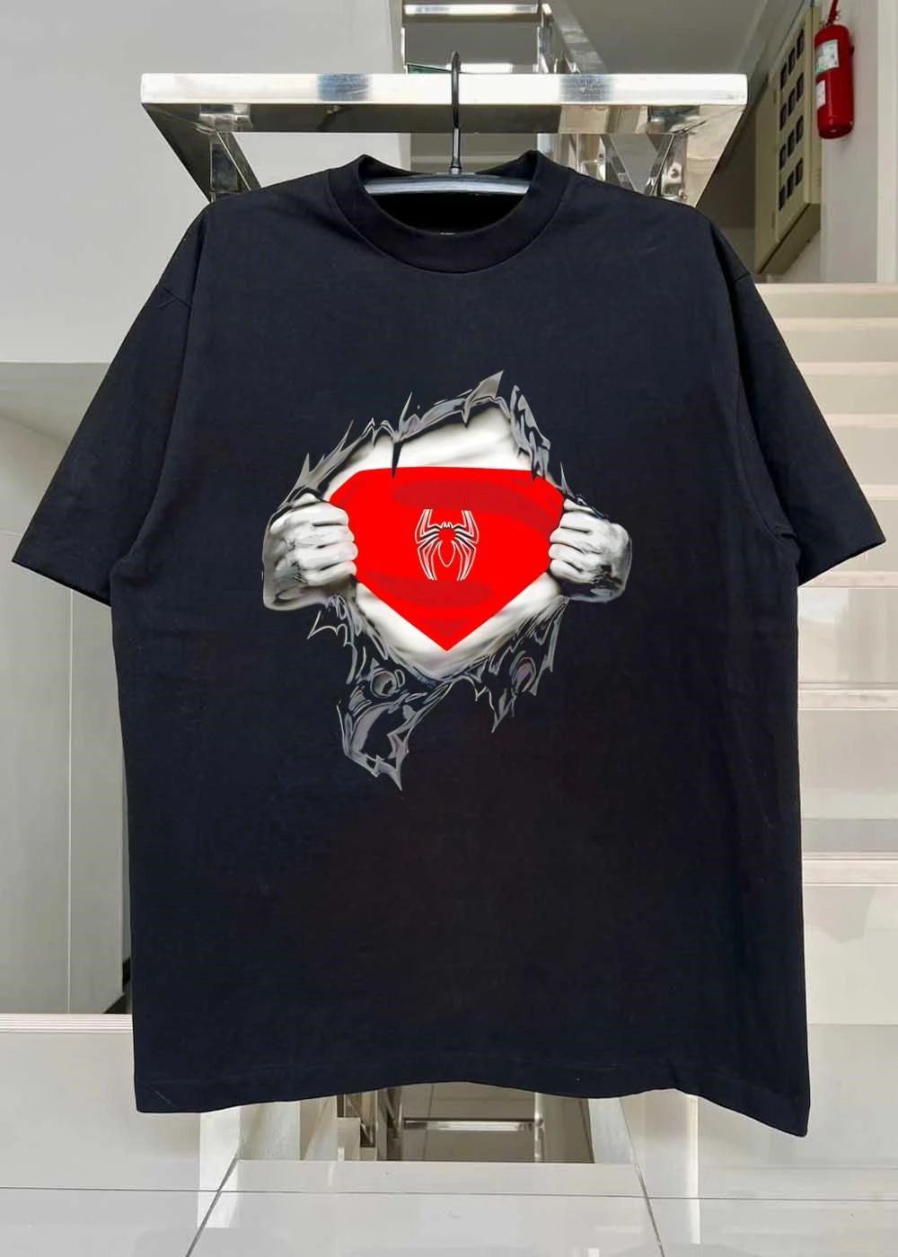Spider-Man Superman Logo Ripped Chest T-Shirt