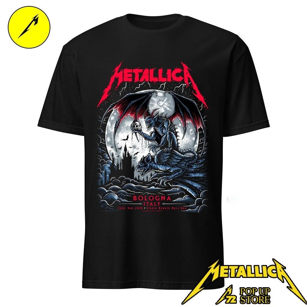 Metallica M72 Tour Bologna Concert Merch – Gargoyle Skull Limited Edition Tee