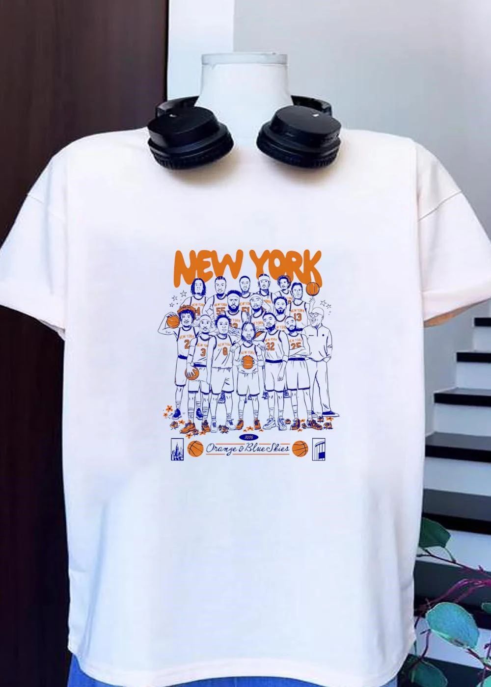New York 2026 Orange and Blue Skies Basketball Players Shirt