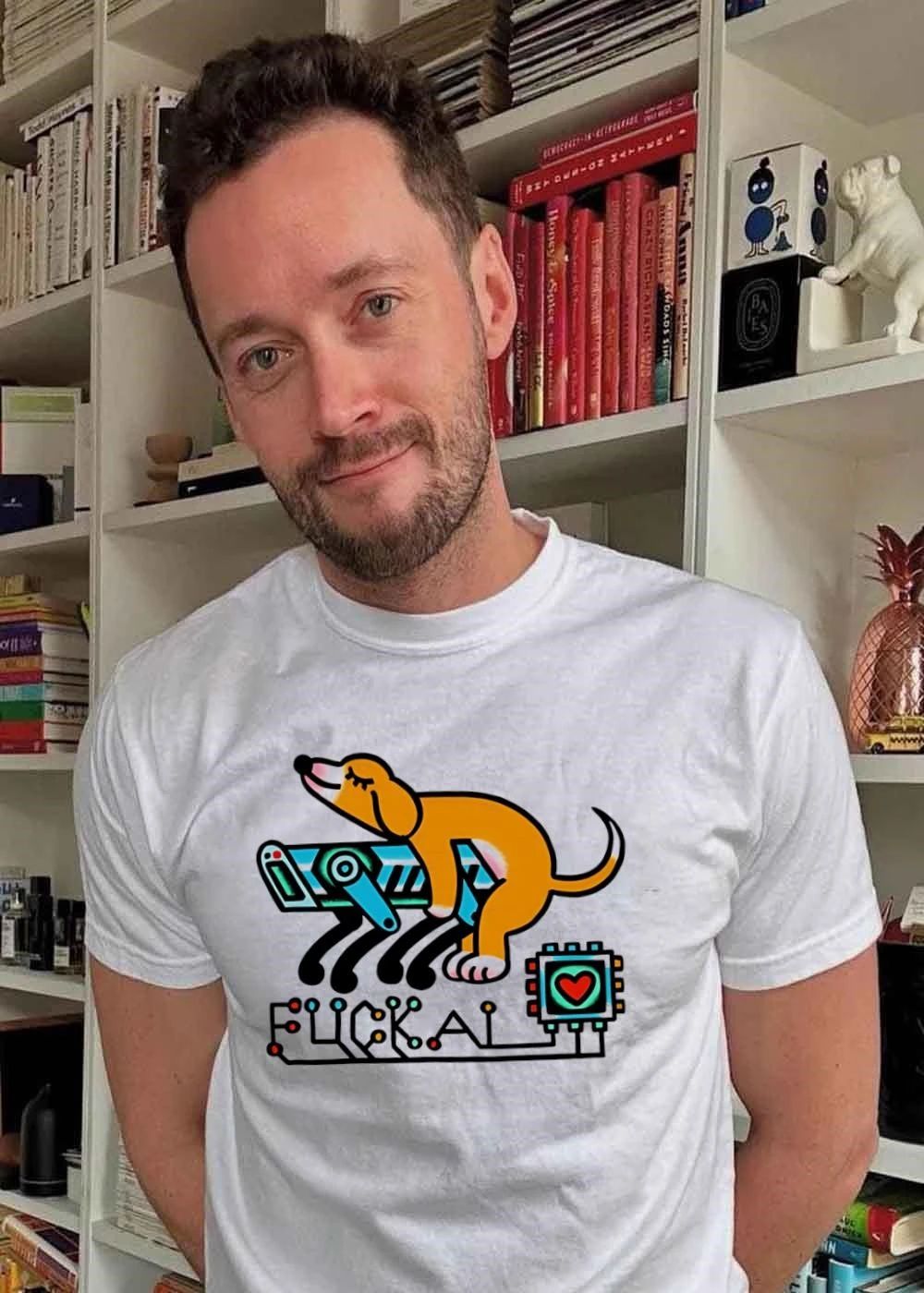 Dog Humping Robot Tech Anti Artificial Intelligence FUCK AI Heart T-Shirt