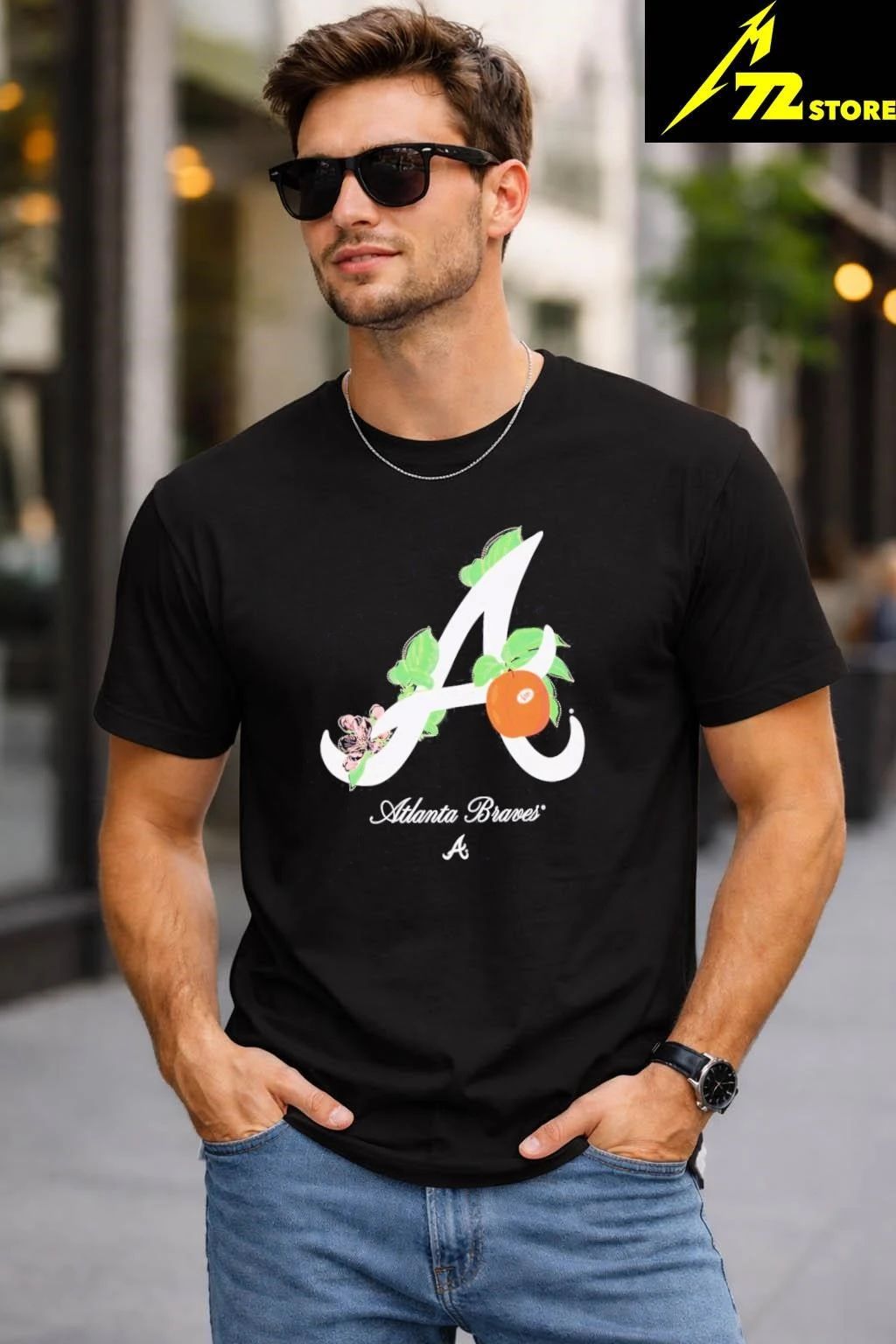 The Atlanta Braves Lifestyle Graphics Floral Embroidery Shirt