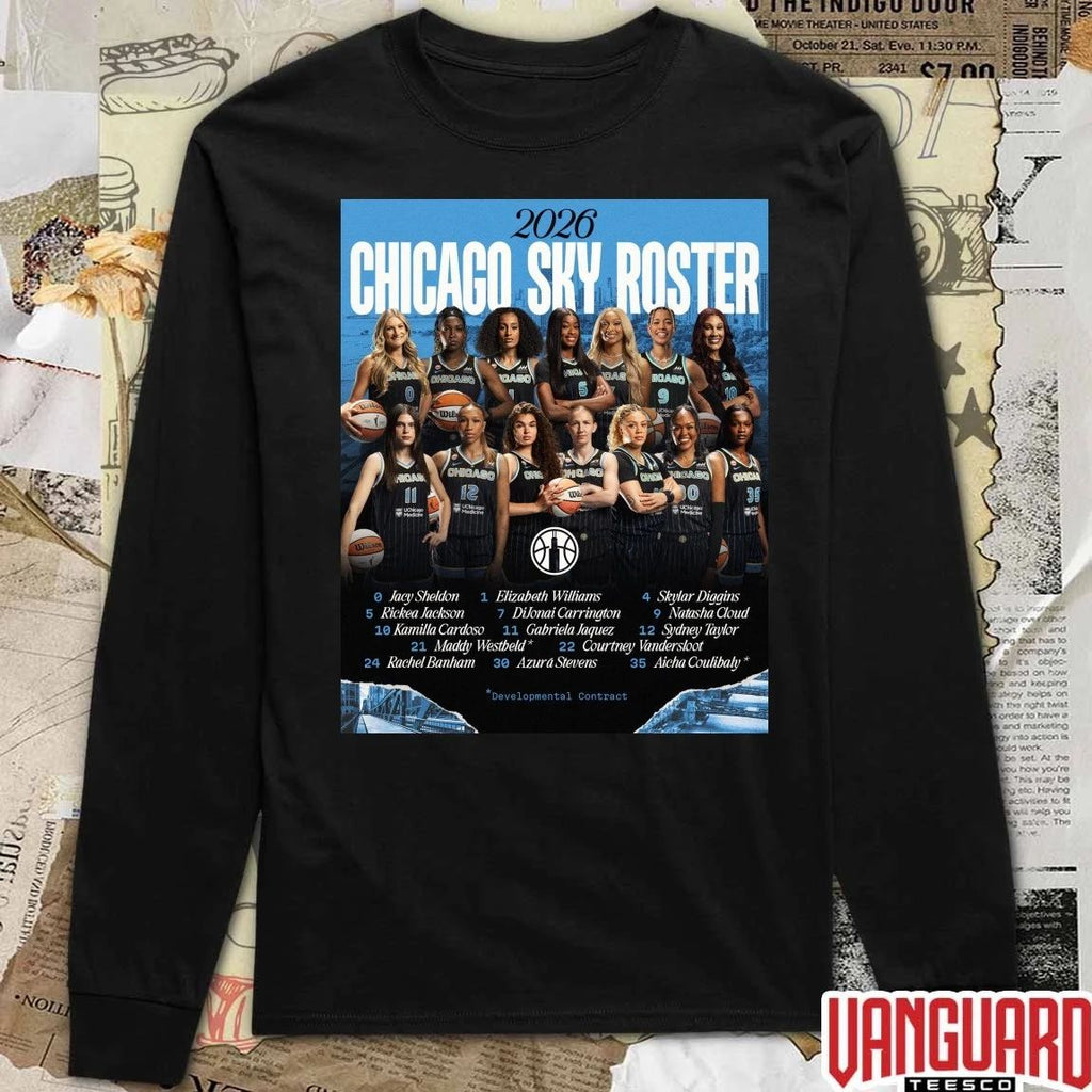 2026 Roster For The Chicago Sky Wnba Team Poster t-shirt