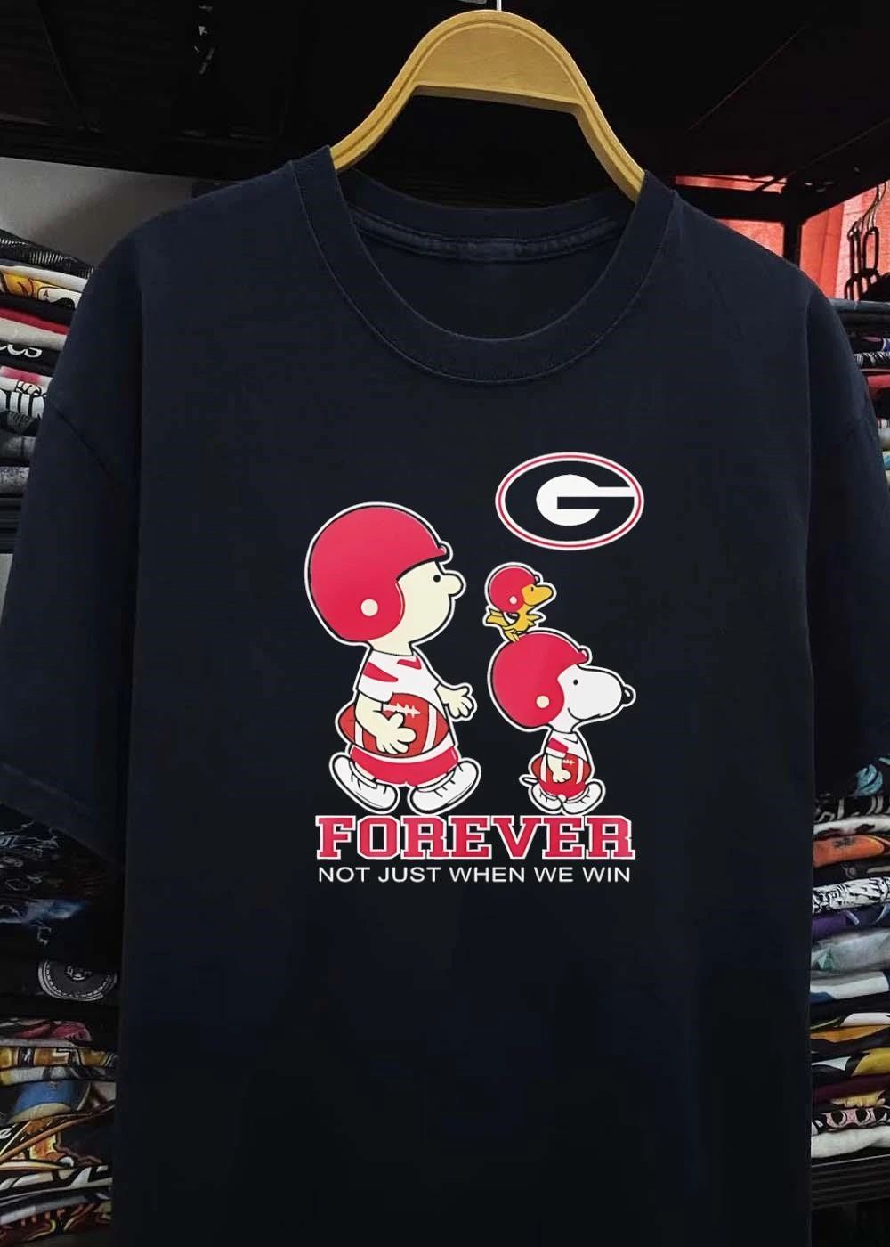 Peanuts Characters Playing Football Forever Not Just When We Win Georgia Bulldogs Shirt