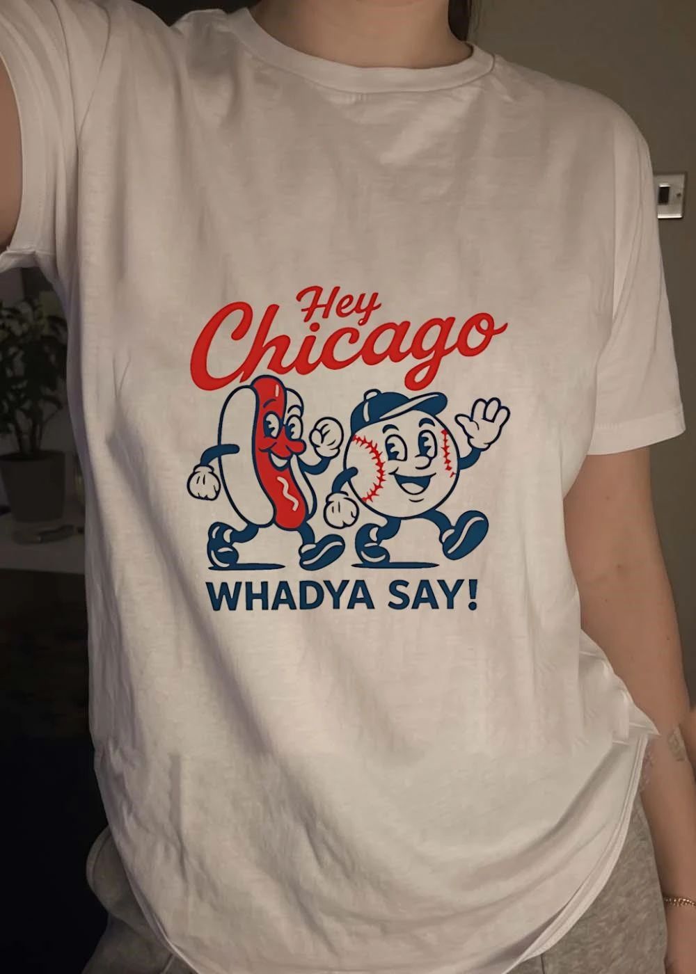 Hey Chicago Whadya Say Hot Dog Baseball Mascot T-Shirt