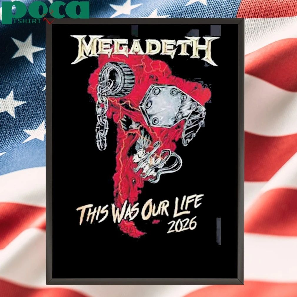 Megadeth This Was Our Life 2026 Latin America Tour Merch Red Vic Rattlehead Metal Collapse With Dates Back T-Shirt