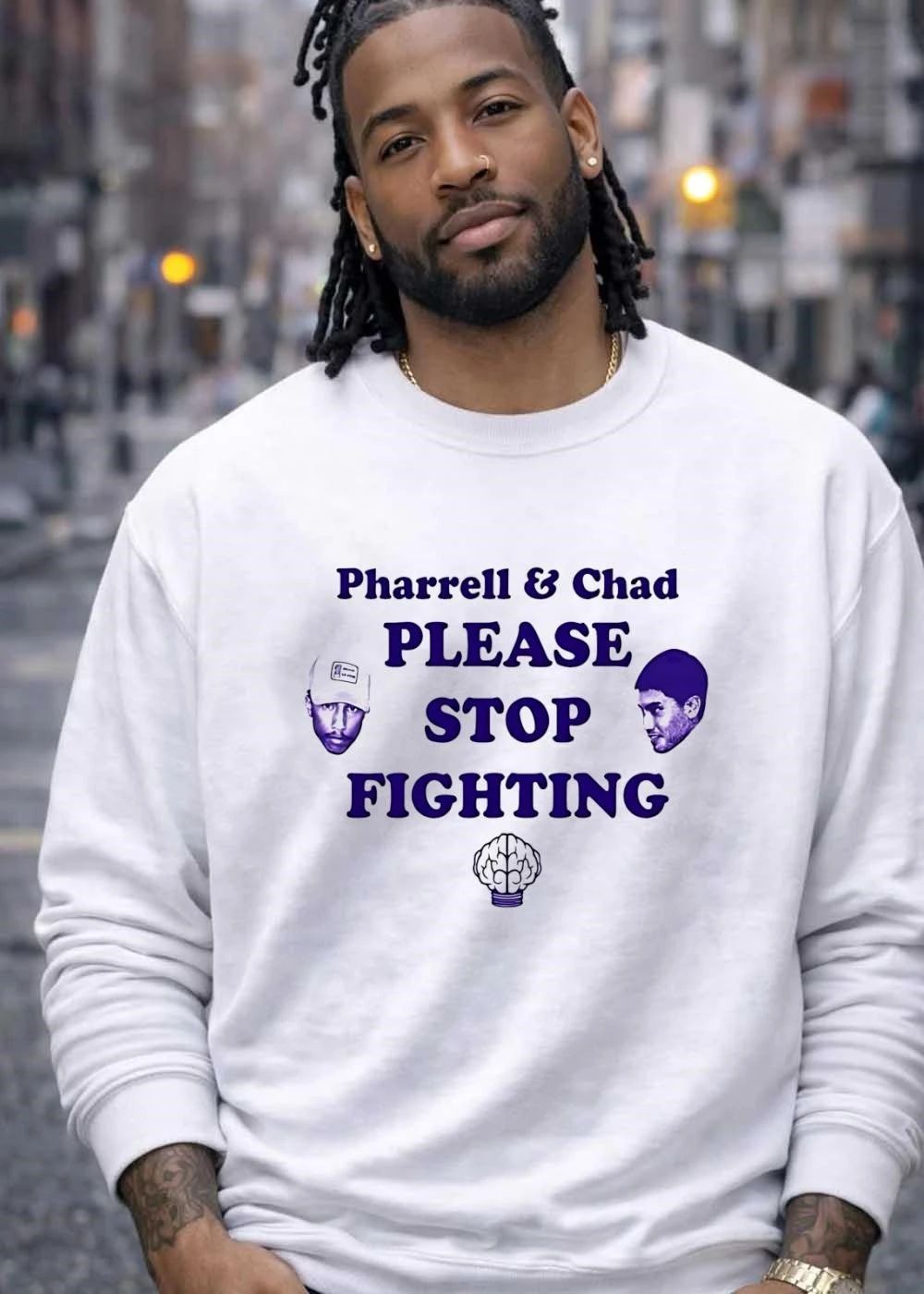 Pharrell & Chad Please Stop Fighting Brain T-Shirt