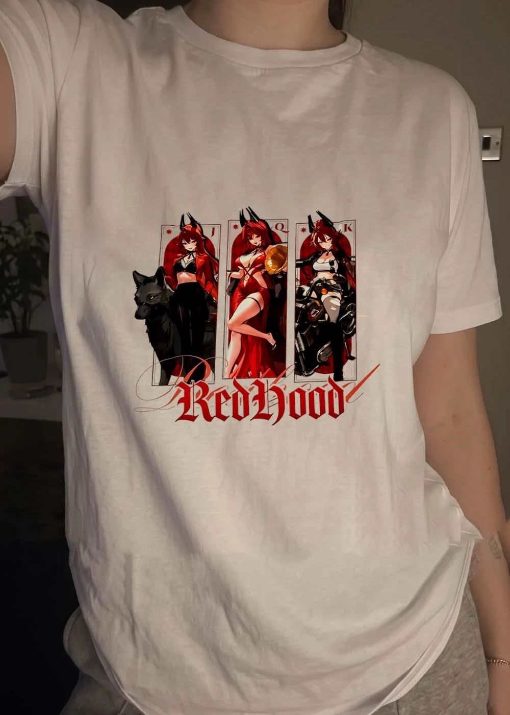 Red Hood Redhood Playing Card Anime Girl T-Shirt