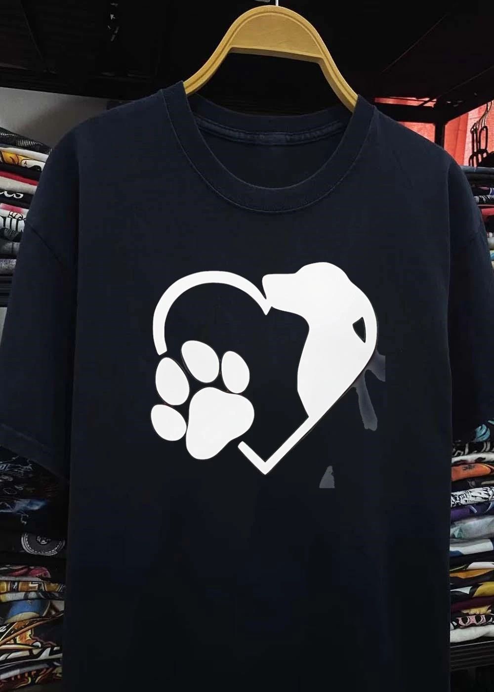 Dog Heart Paw Print Love Pet Animal Lover T-Shirt