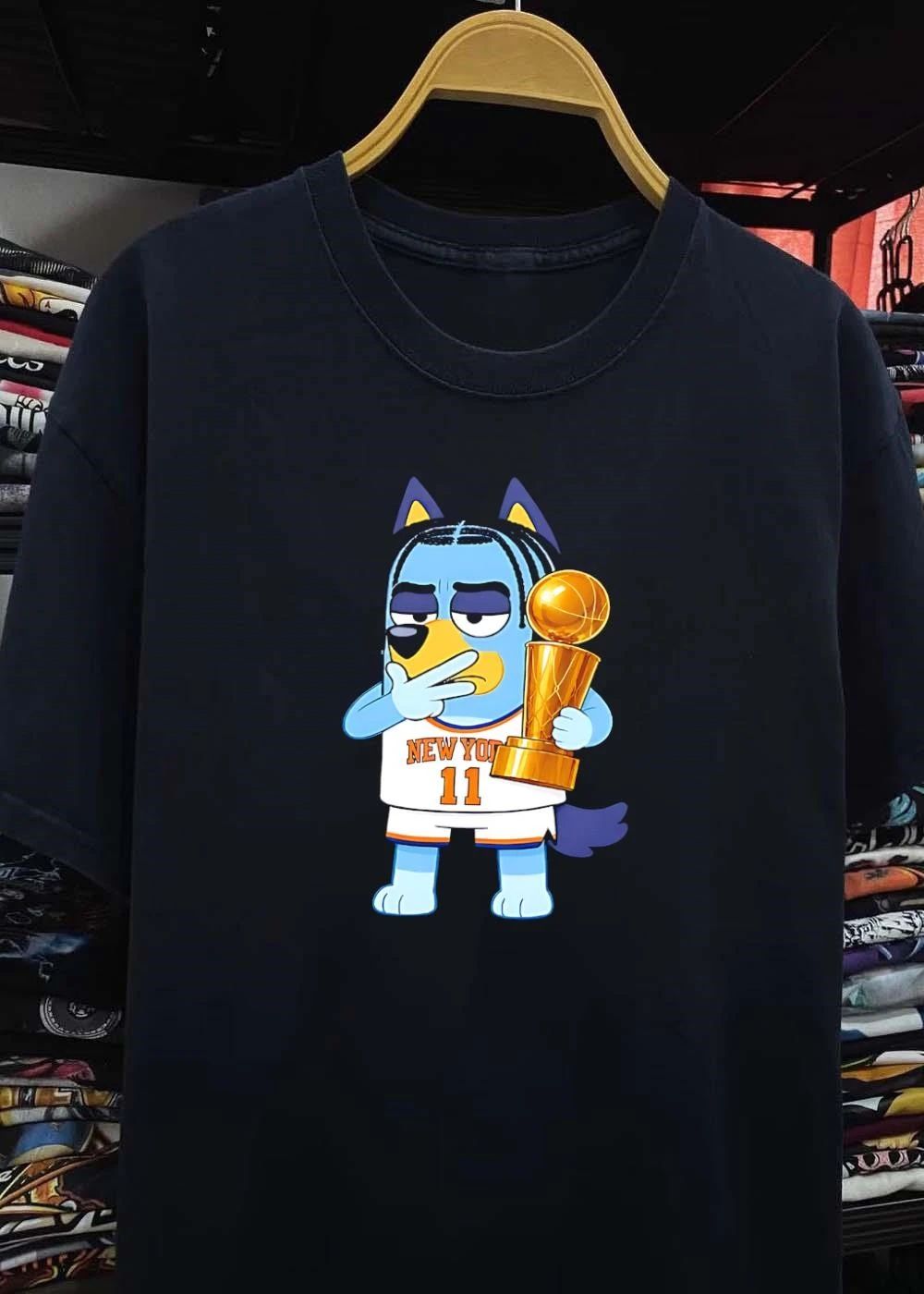 Bluey Cartoon Braids Holding Championship Trophy New York 11 T-Shirt
