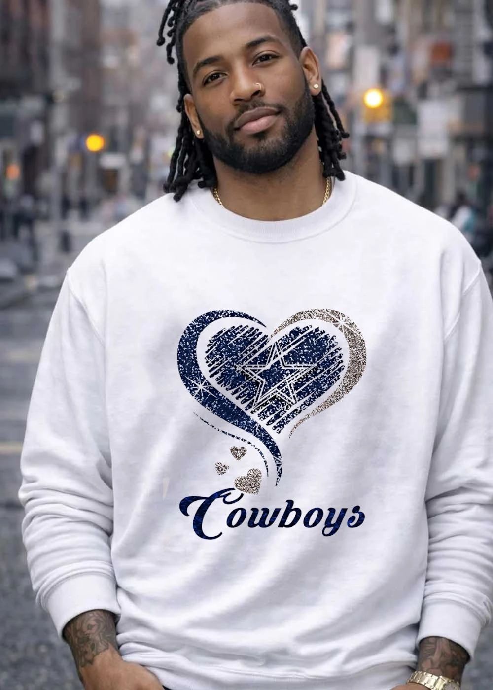 Dallas Cowboys Heart Glitter T-Shirt
