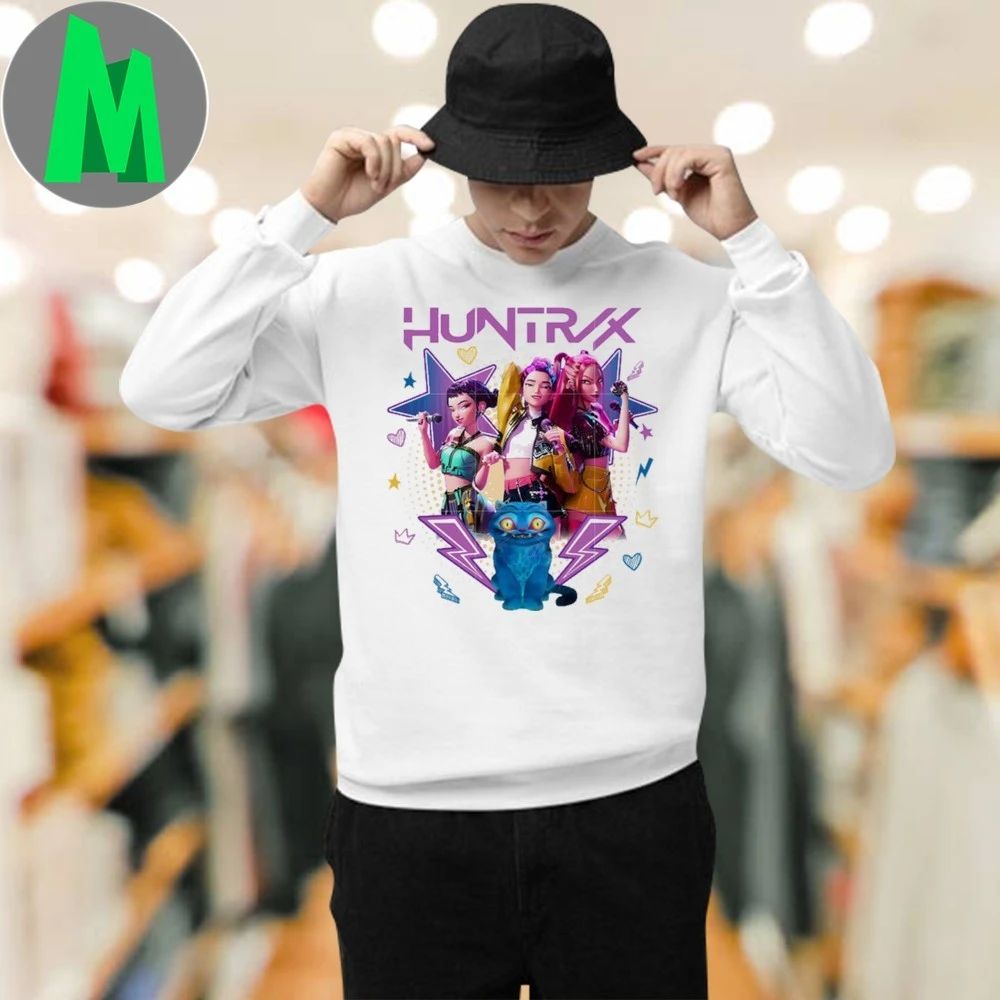 Huntrix members and derpy tiger kpop demon hunter characters Shirt