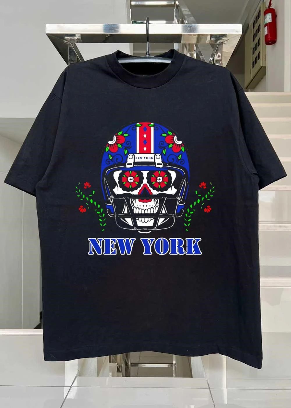 Sugar Skull Football Helmet New York Giants T-Shirt