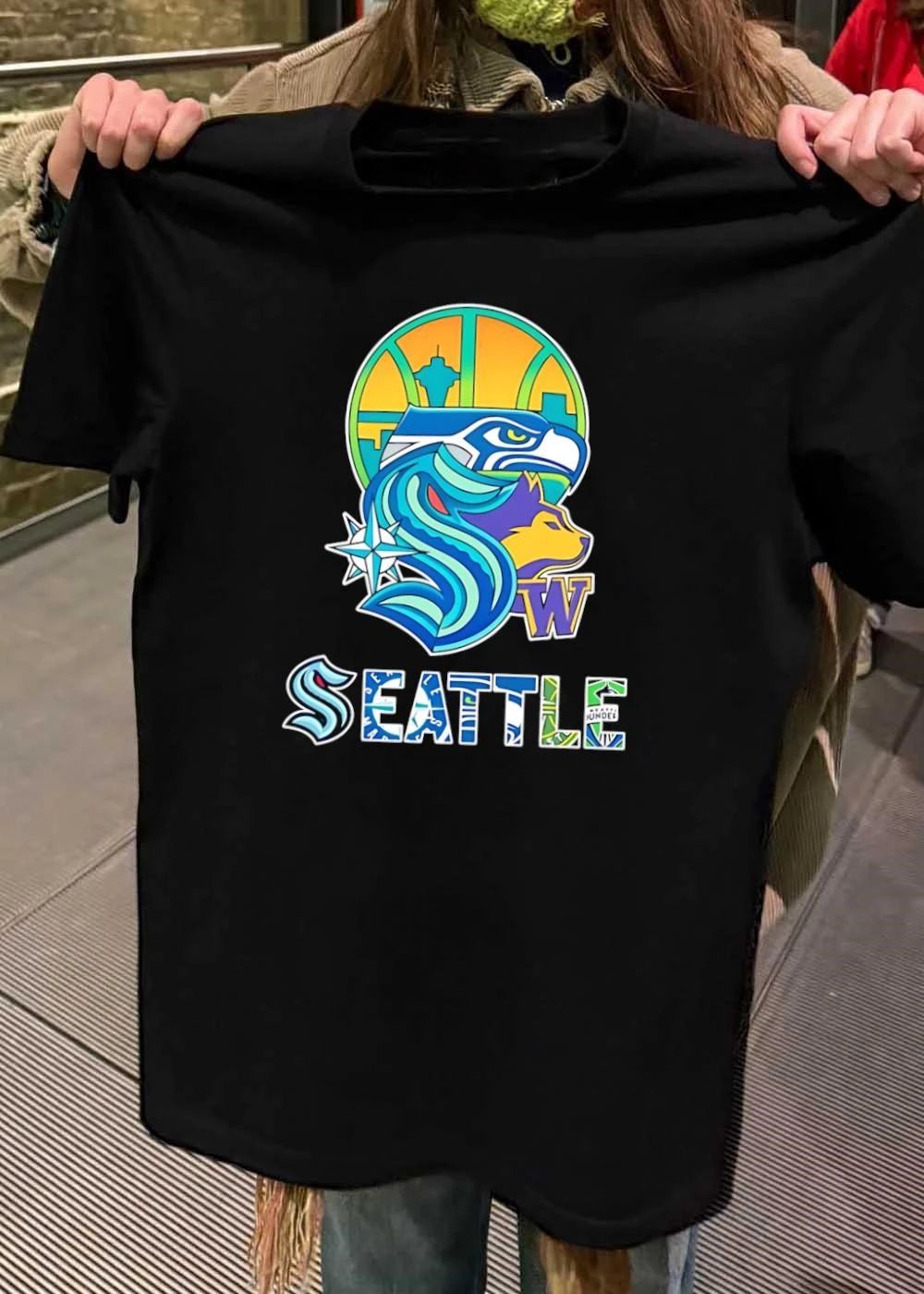Seattle Sports Teams Mashup Logo Iconic City Professional Athletic Shirt