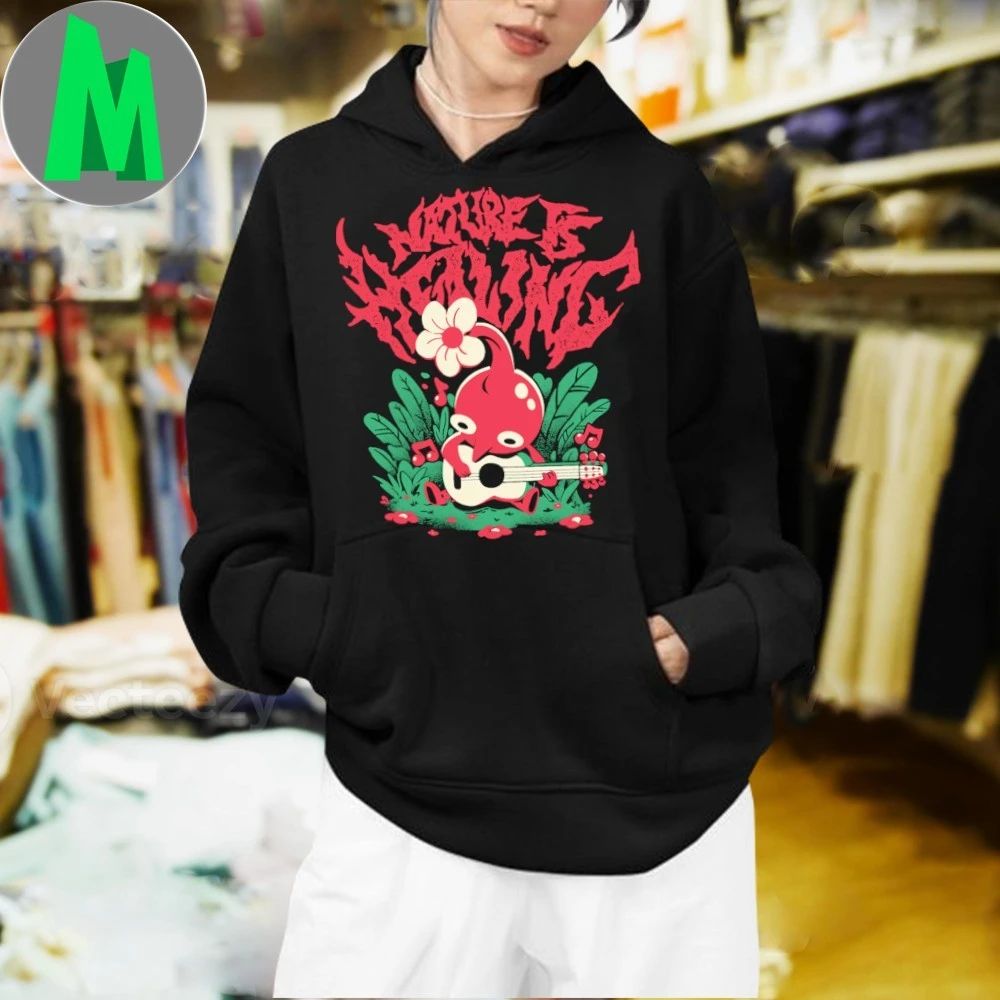 Original Pikmin-themed t-shirt from The Yetee featuring a character playing a guitar