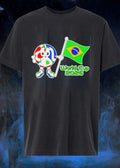 Dads Cartoons Mascot Holding Brazil Flag World Cup 2026 T-Shirt