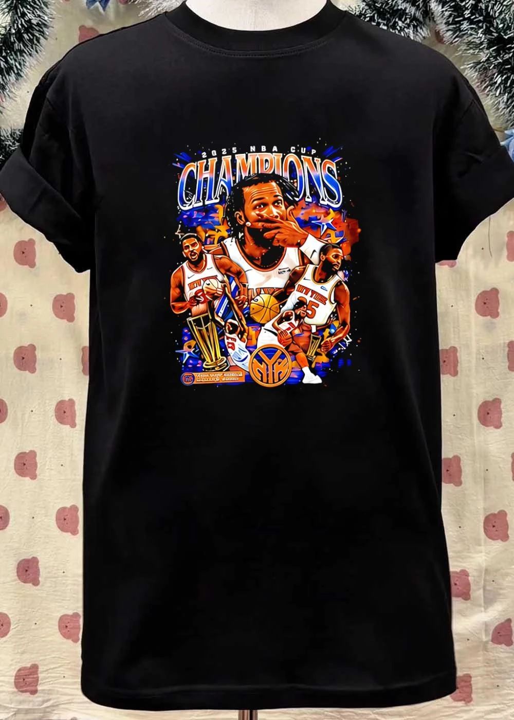 2025 NBA Cup Champions Knicks Players Roster Trophy Shirt