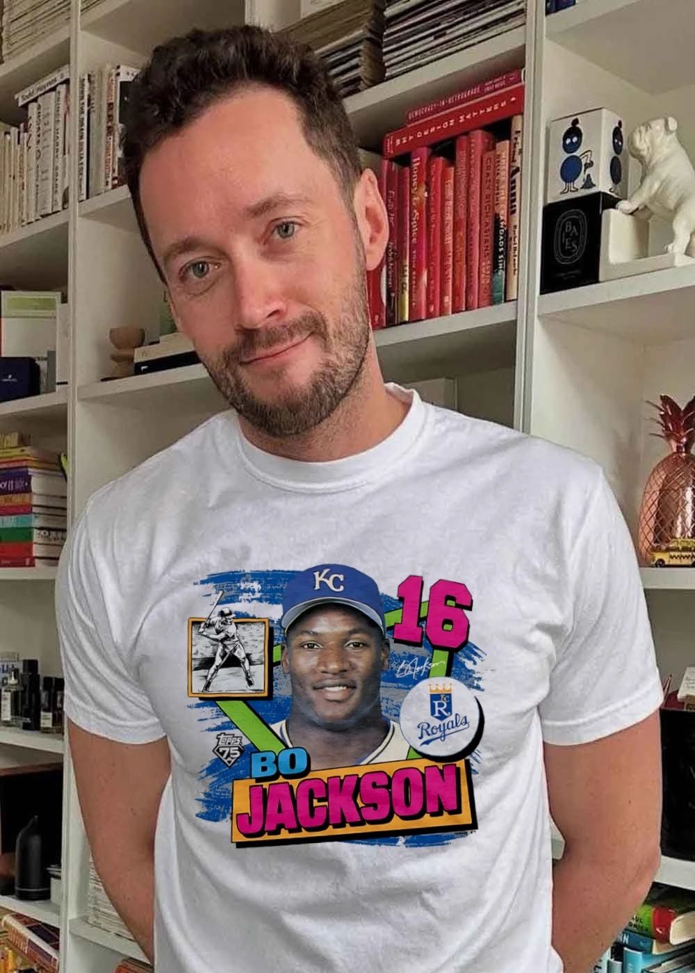 Bo Jackson 16 Topps 75 Kansas City Royals baseball player shirt