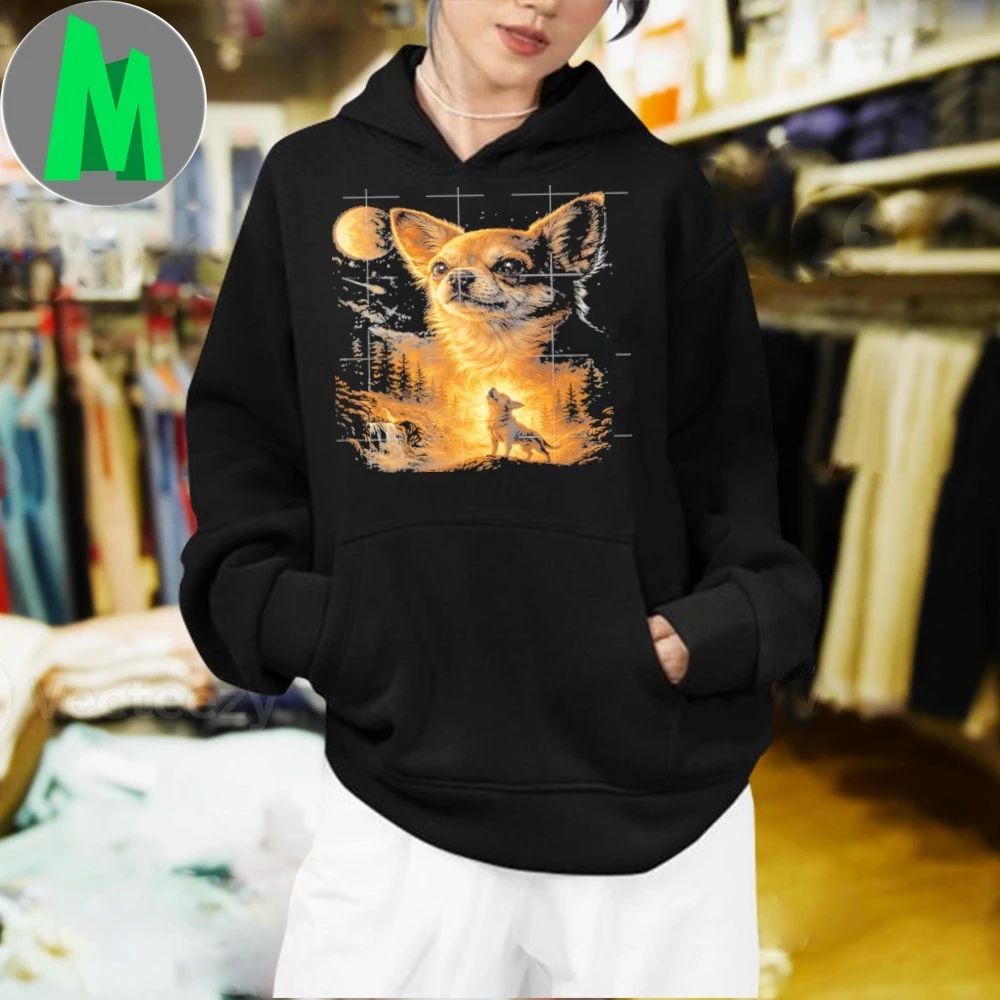 Original Chihuahua Howling To The Moon Vintage Funny Chihuahua Dog Shirt