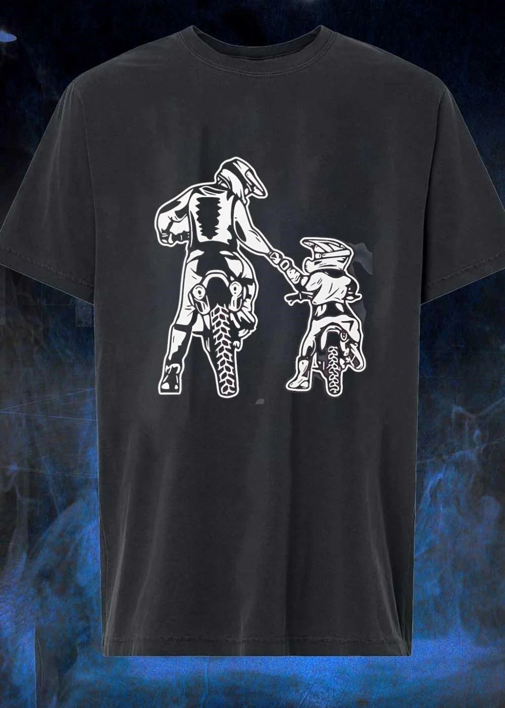 Father and Son Motocross Biker Leading Child Motocross T-Shirt