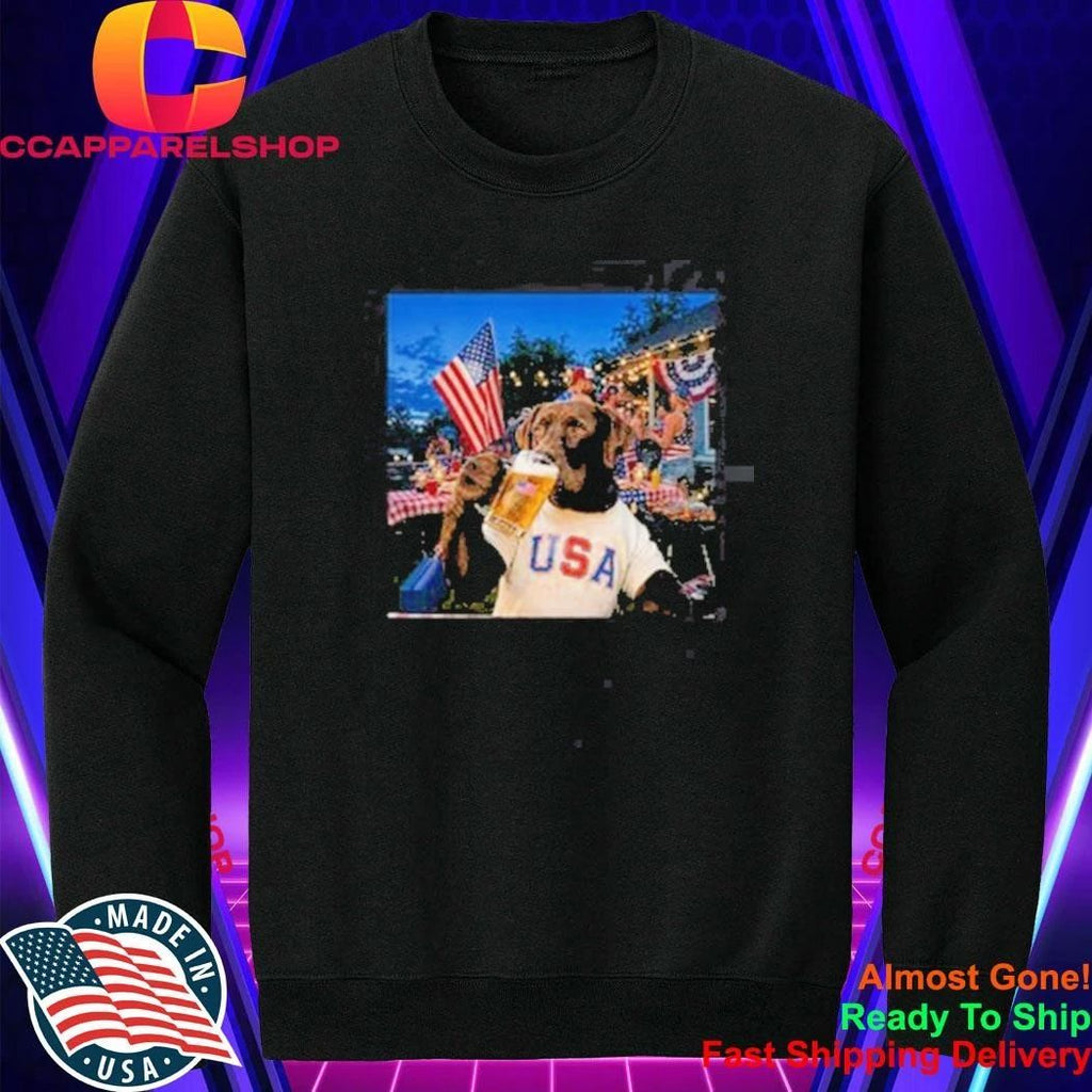 4th of July 250 USA Dog Drinking Beer Shirt