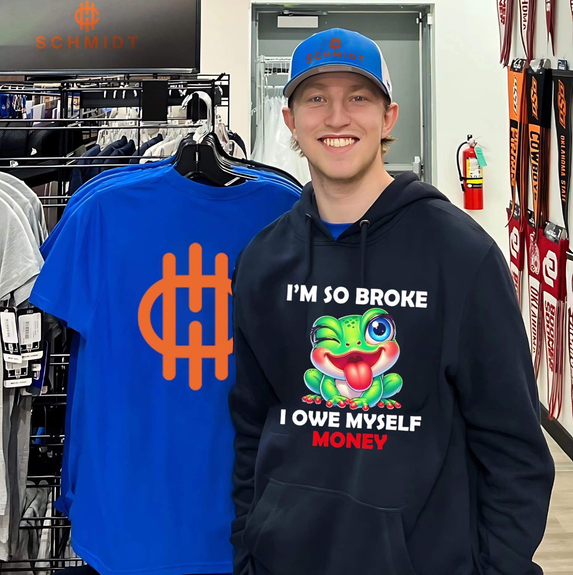 I’m so broke I owe myself money cartoon frog shirt