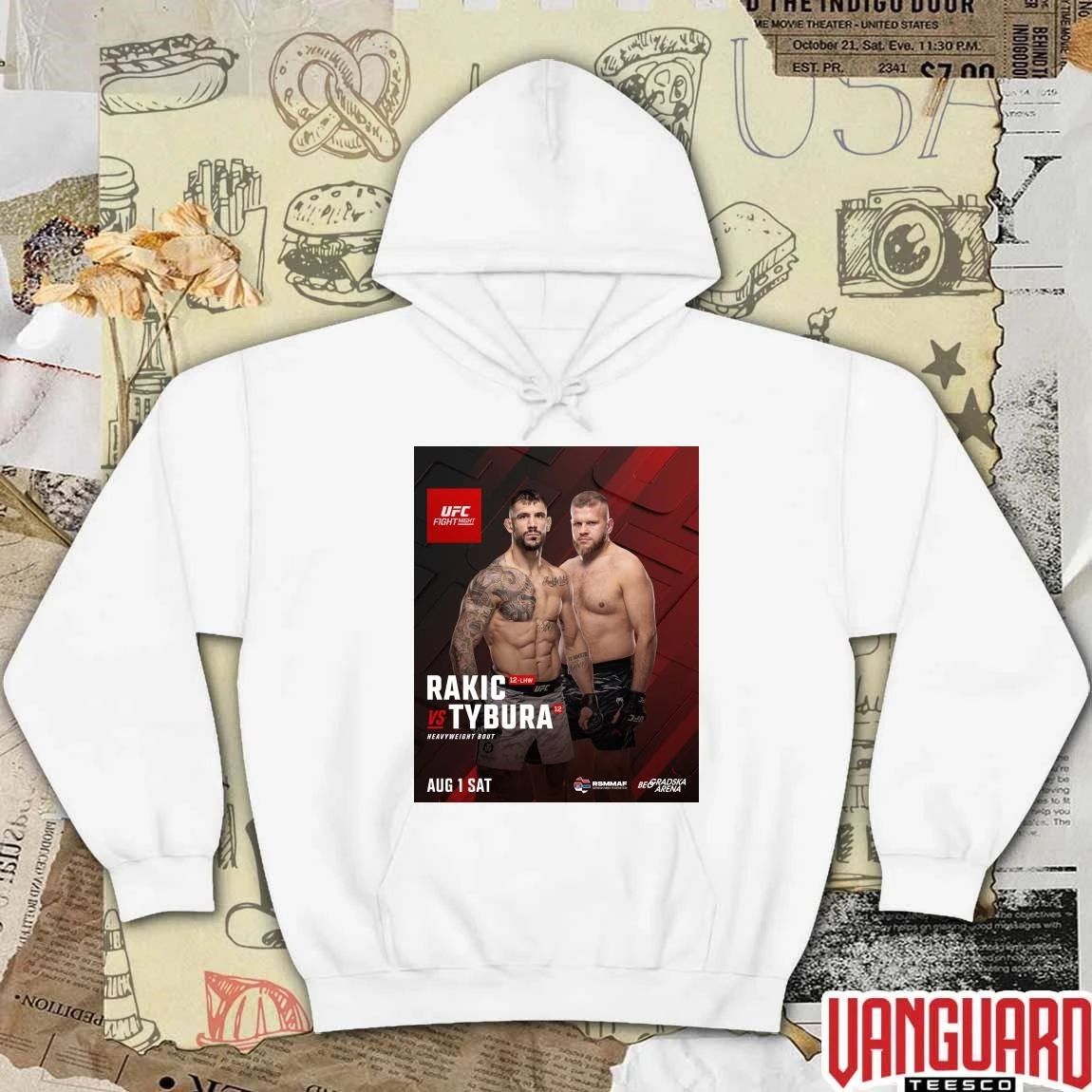 UFC Fight Night Rakic Vs Tybura Heavyweight Bout August 1 2026 Poster t-shirt