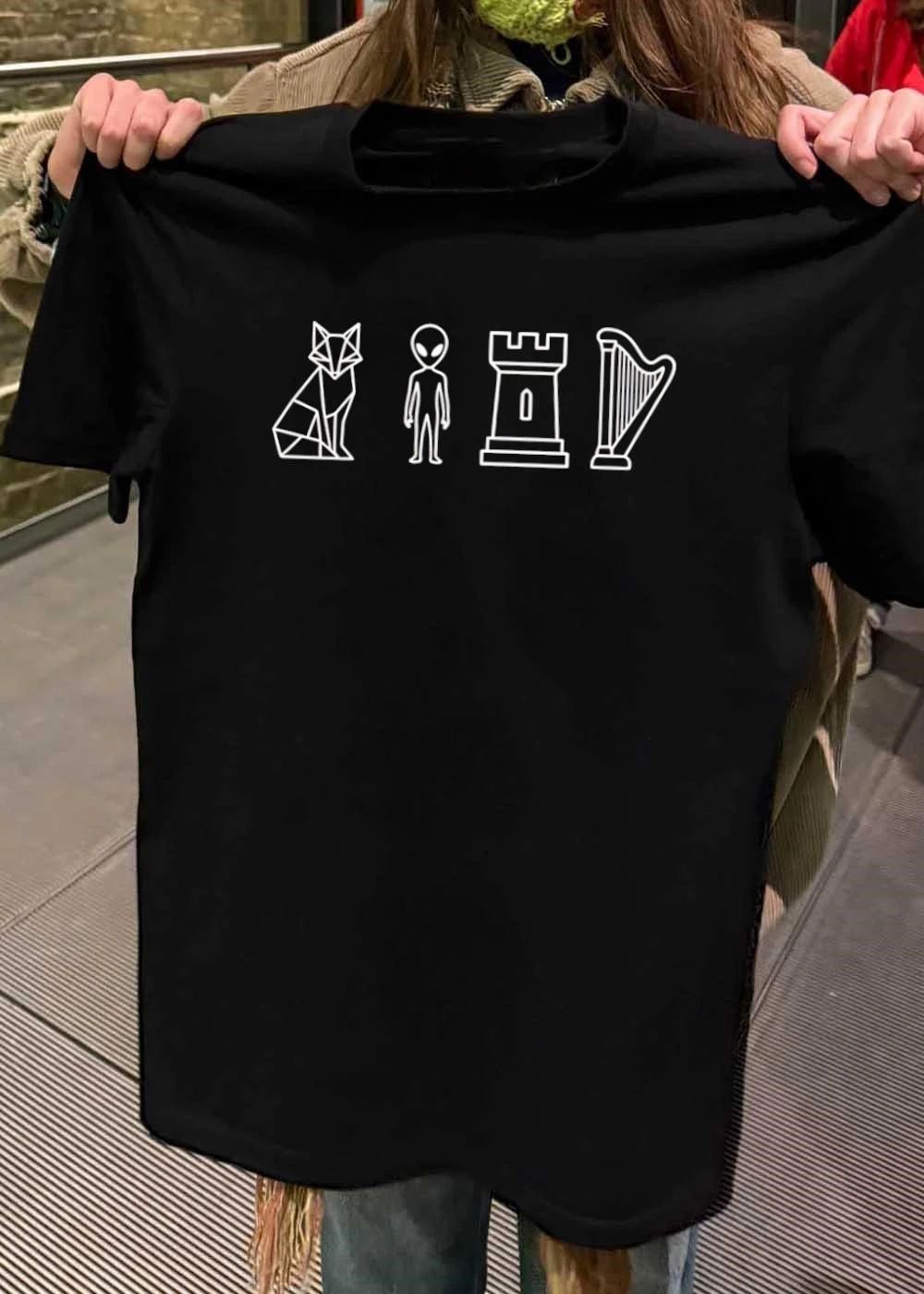 Geometric Fox Alien Chess Piece Harp Icon Shirt