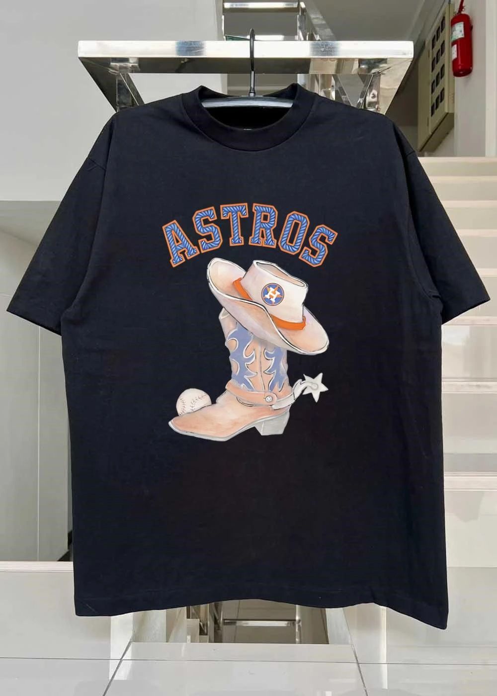 Houston Astros Western Cowboy Boot and Hat Baseball T-Shirt
