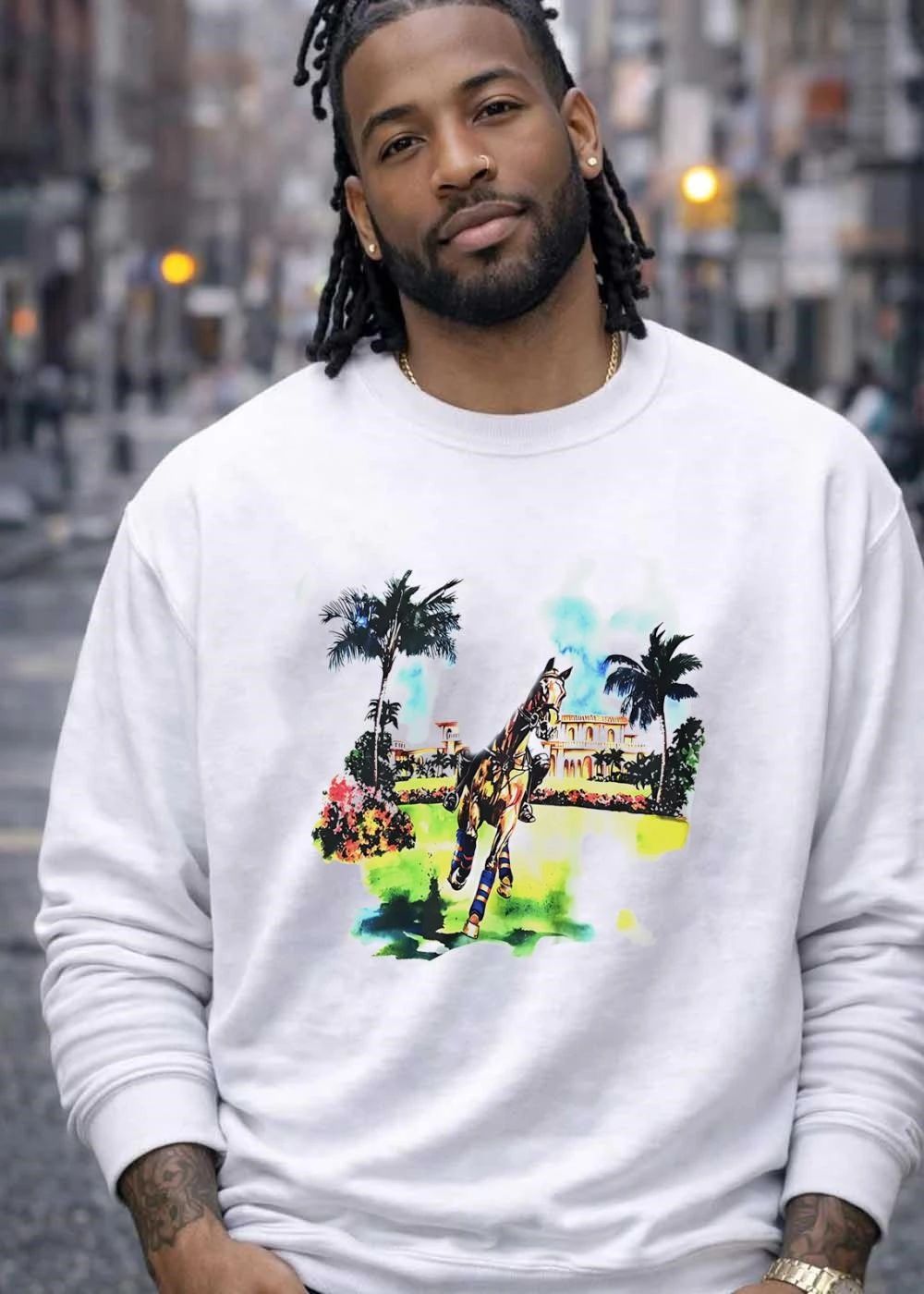 Galloping Horse Equestrian Manor Palm Trees Shirt
