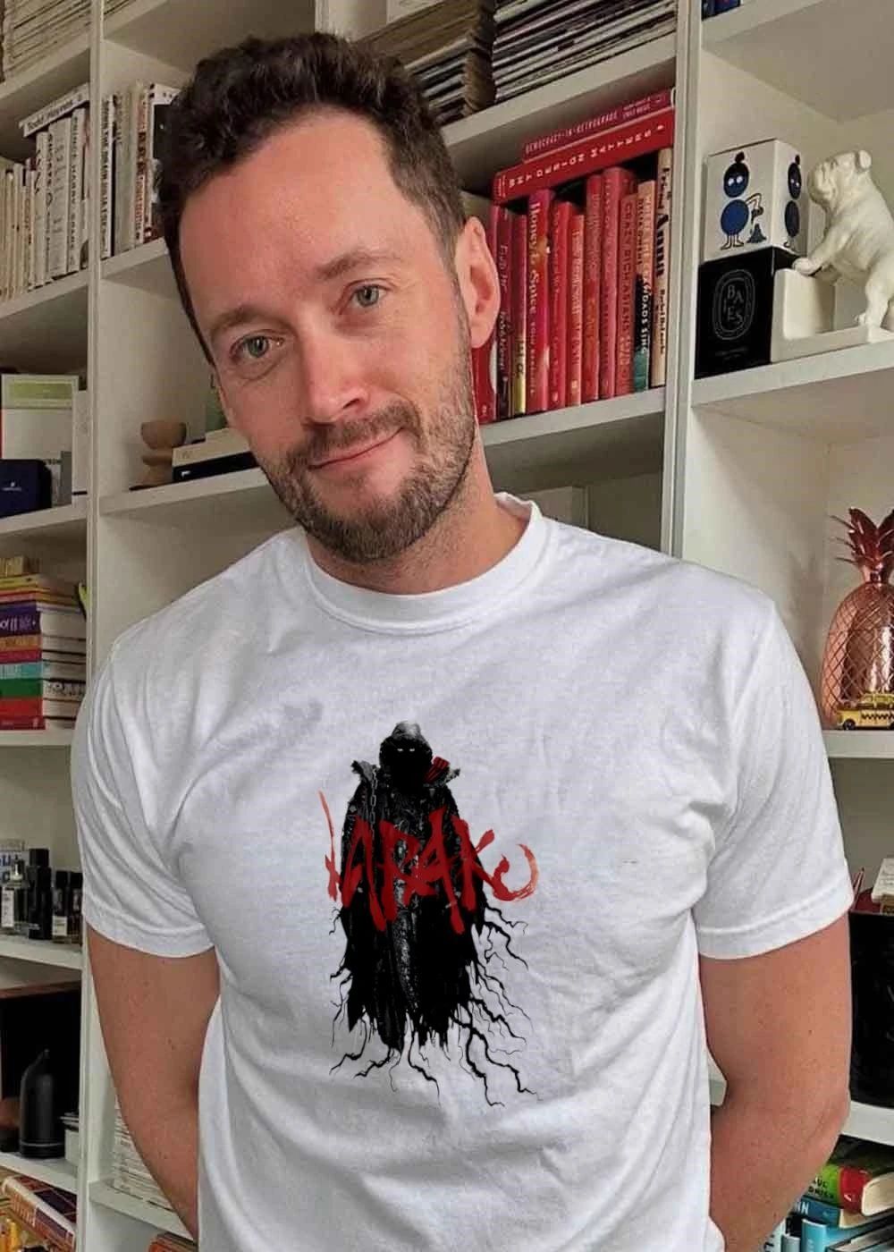 Dark Fantasy Shadow Figure Appears on K R A K E Apparel T-Shirt