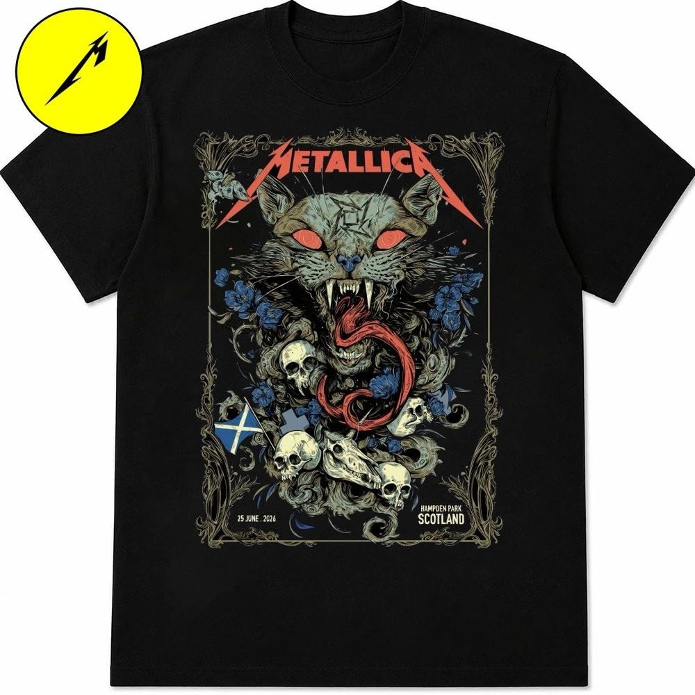 Metallica M72 Scotland 2026 Venue Exclusive At Hampden Park On 25 June 2026 The Wild Cat Art T-Shirt