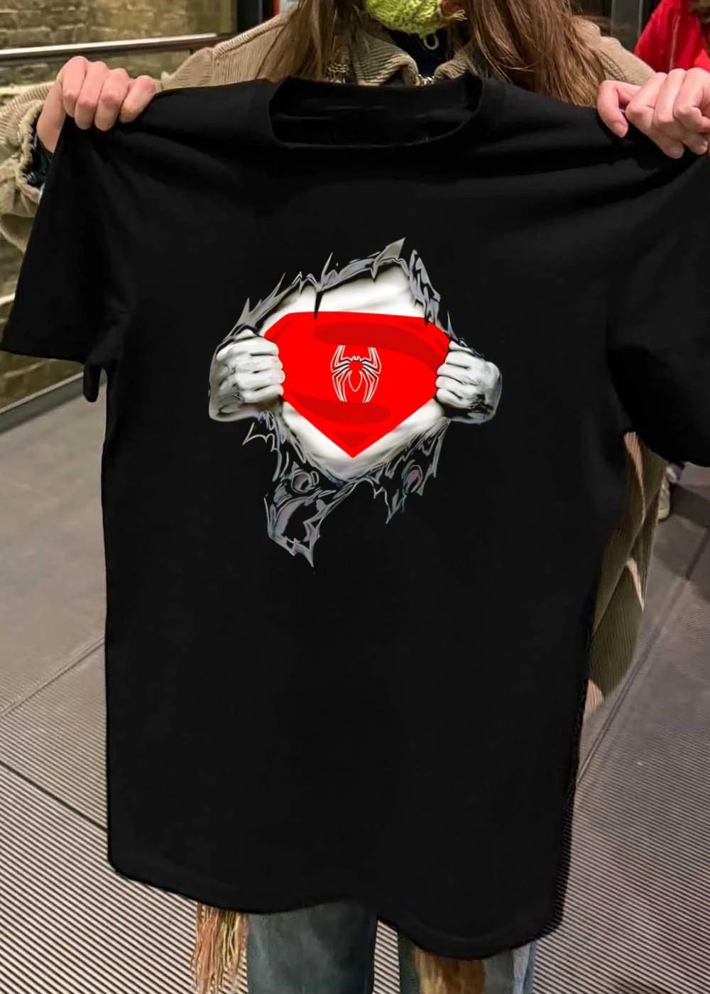 Spider-Man Superman Logo Ripped Chest T-Shirt